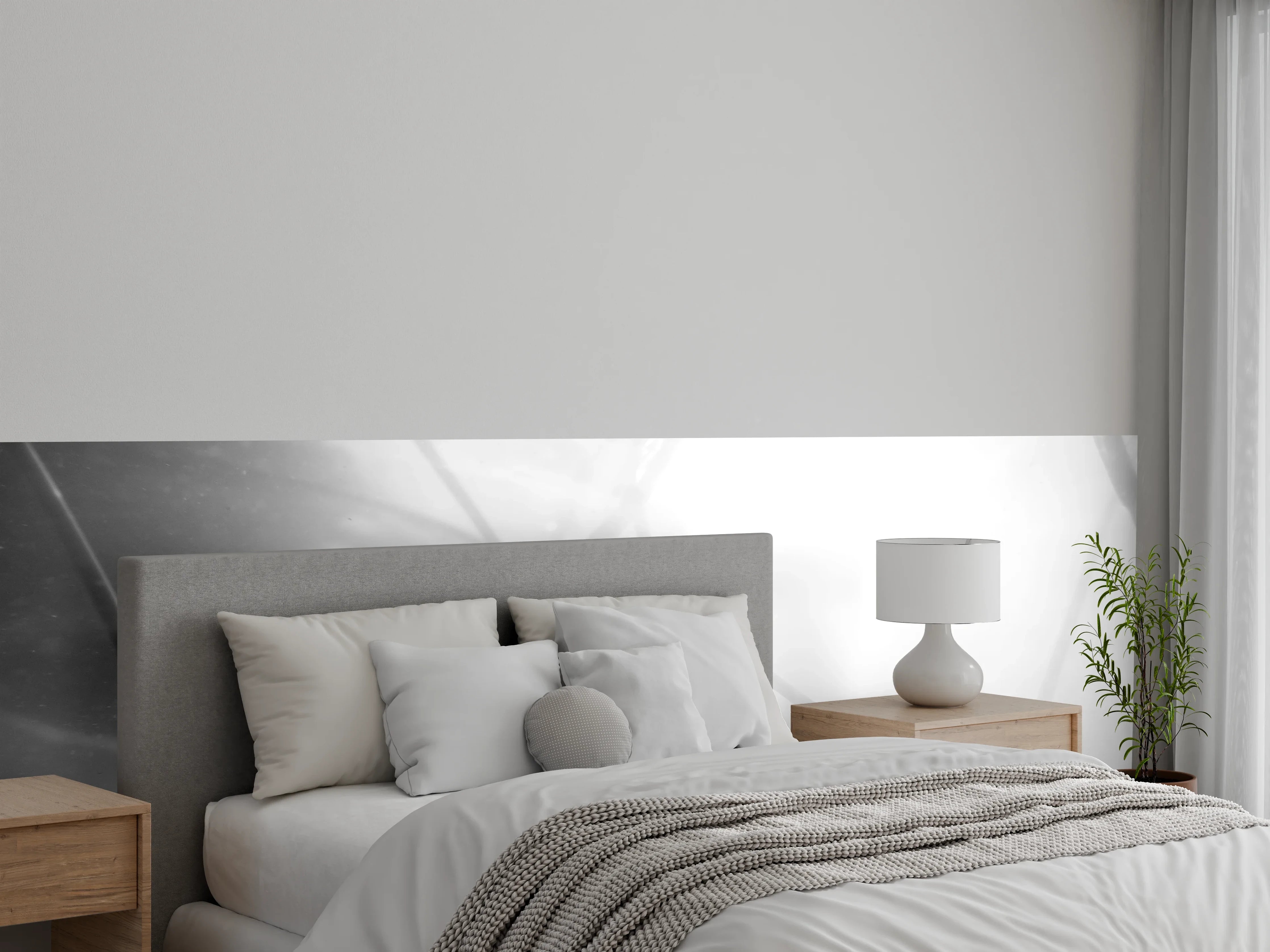 Wandverkleidung Schlafzimmer - Schwarz-Weiß Pflanzen-Silhouette Fotografie
