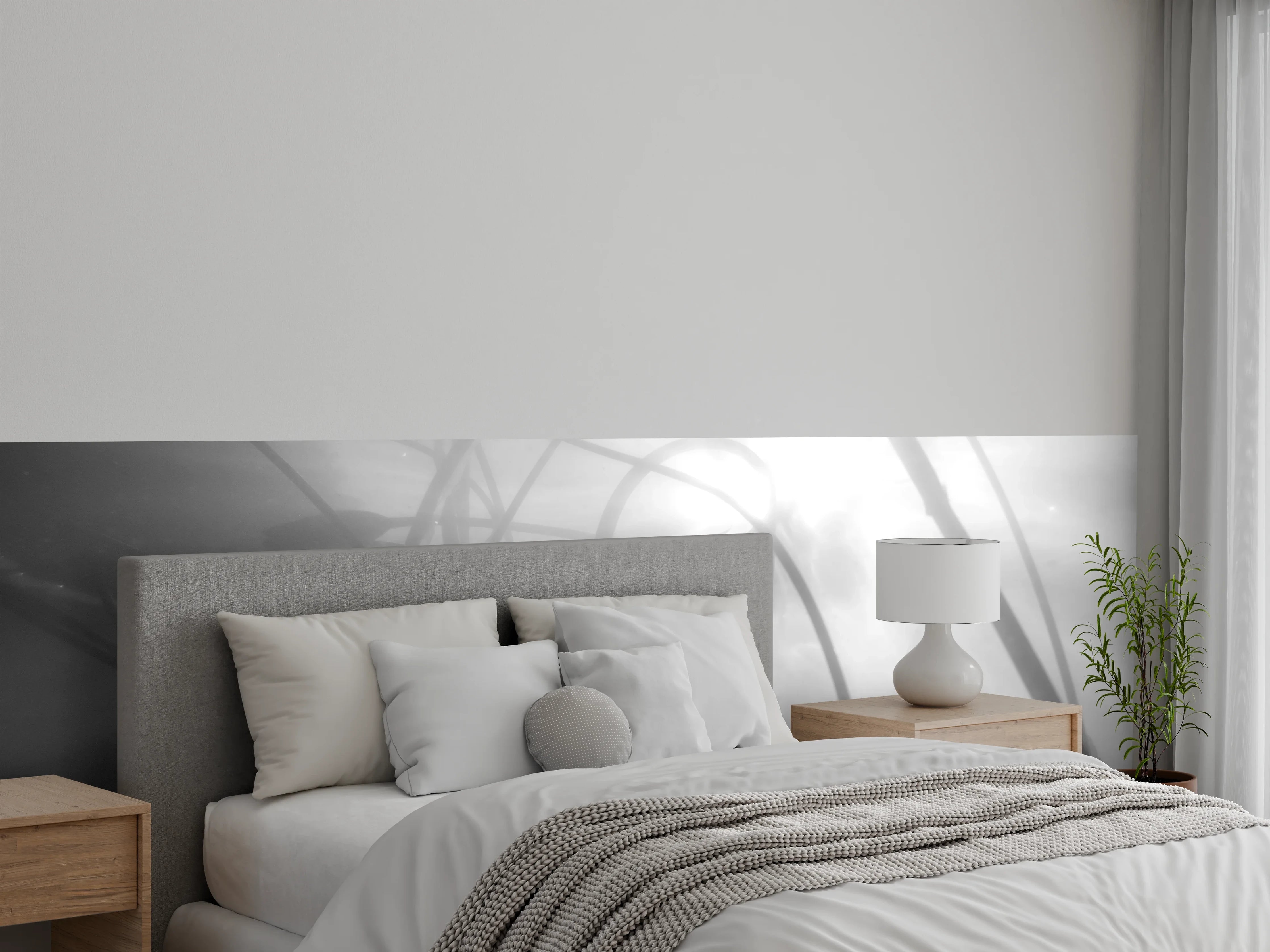 Wandverkleidung Schlafzimmer - Schwarz-Weiß Unterwasser Pflanzen Sonnenstrahlen
