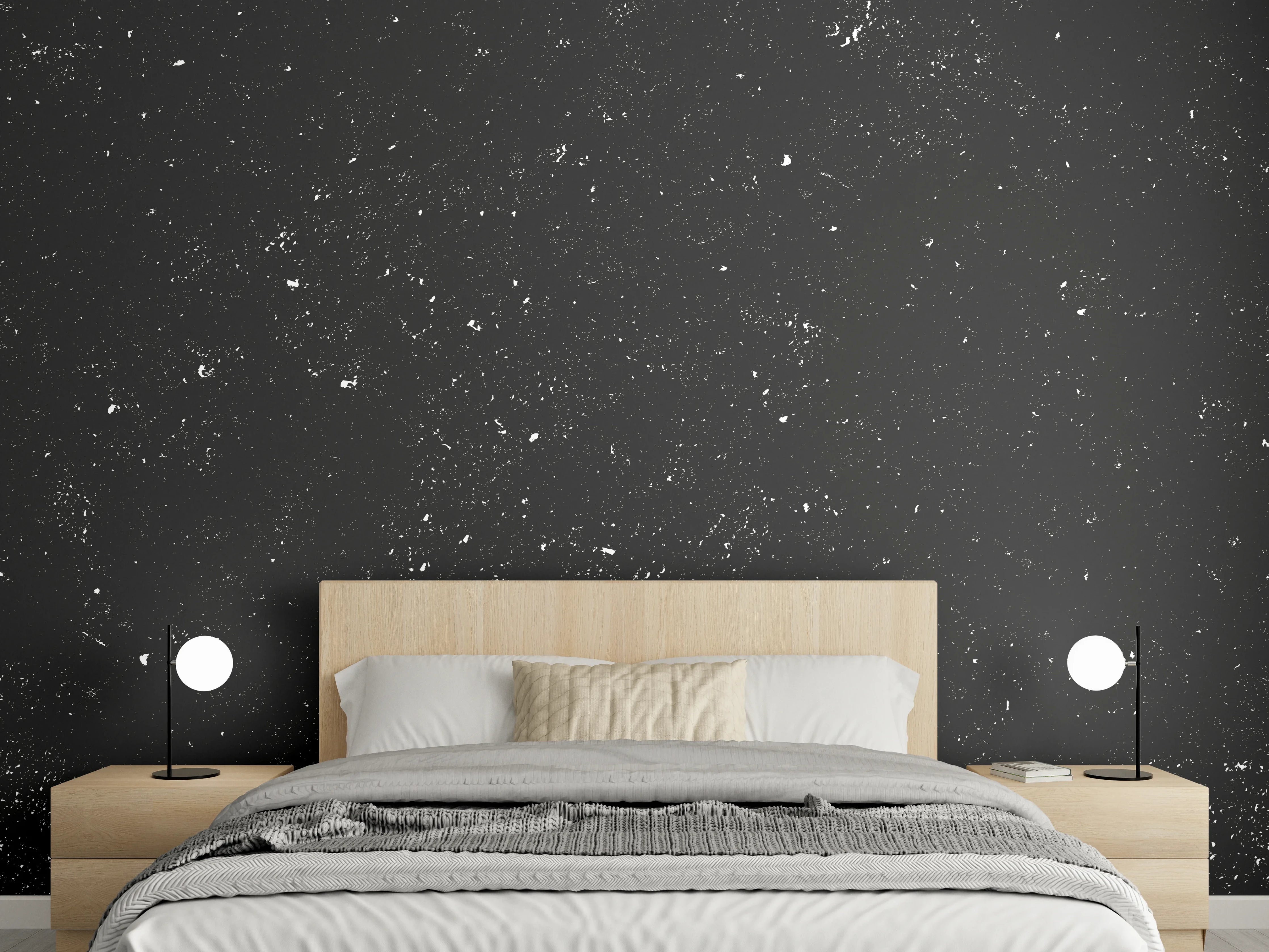 Wandverkleidung Schlafzimmer - Schwarz-Weiße Marmor-Textur mit feinen Details