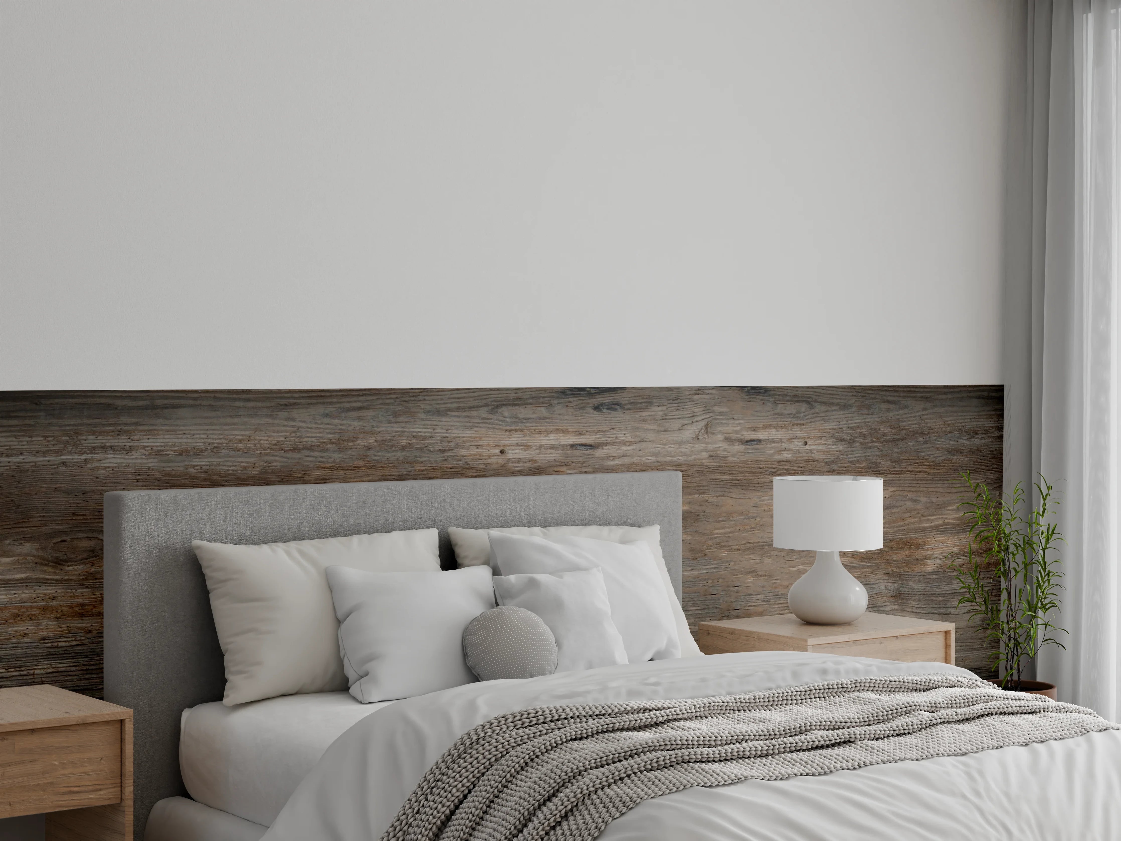 Wandverkleidung Schlafzimmer - Schwarz-braune Holzplatte