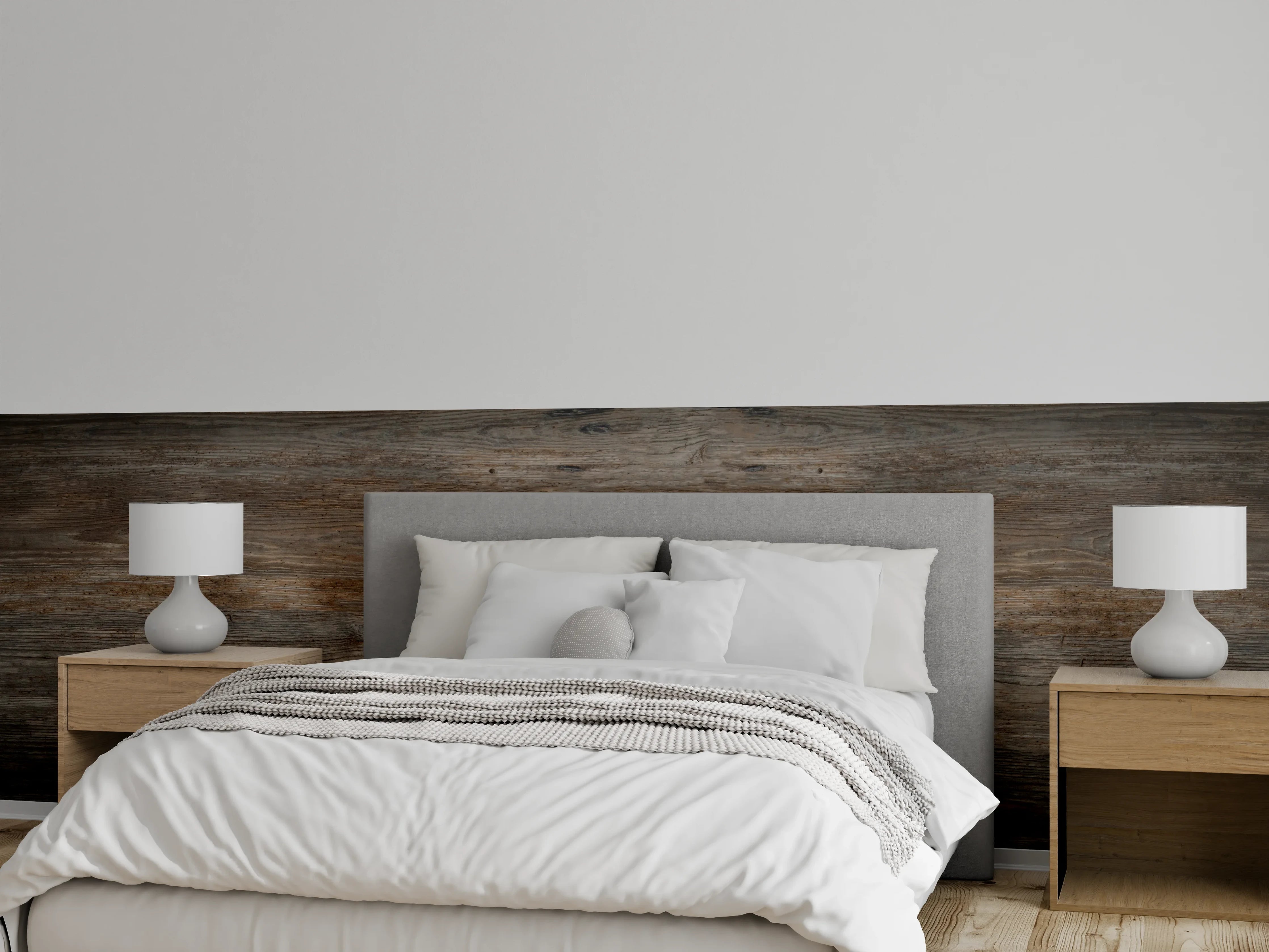 Wandverkleidung Schlafzimmer - Schwarz-braune Holzplatte