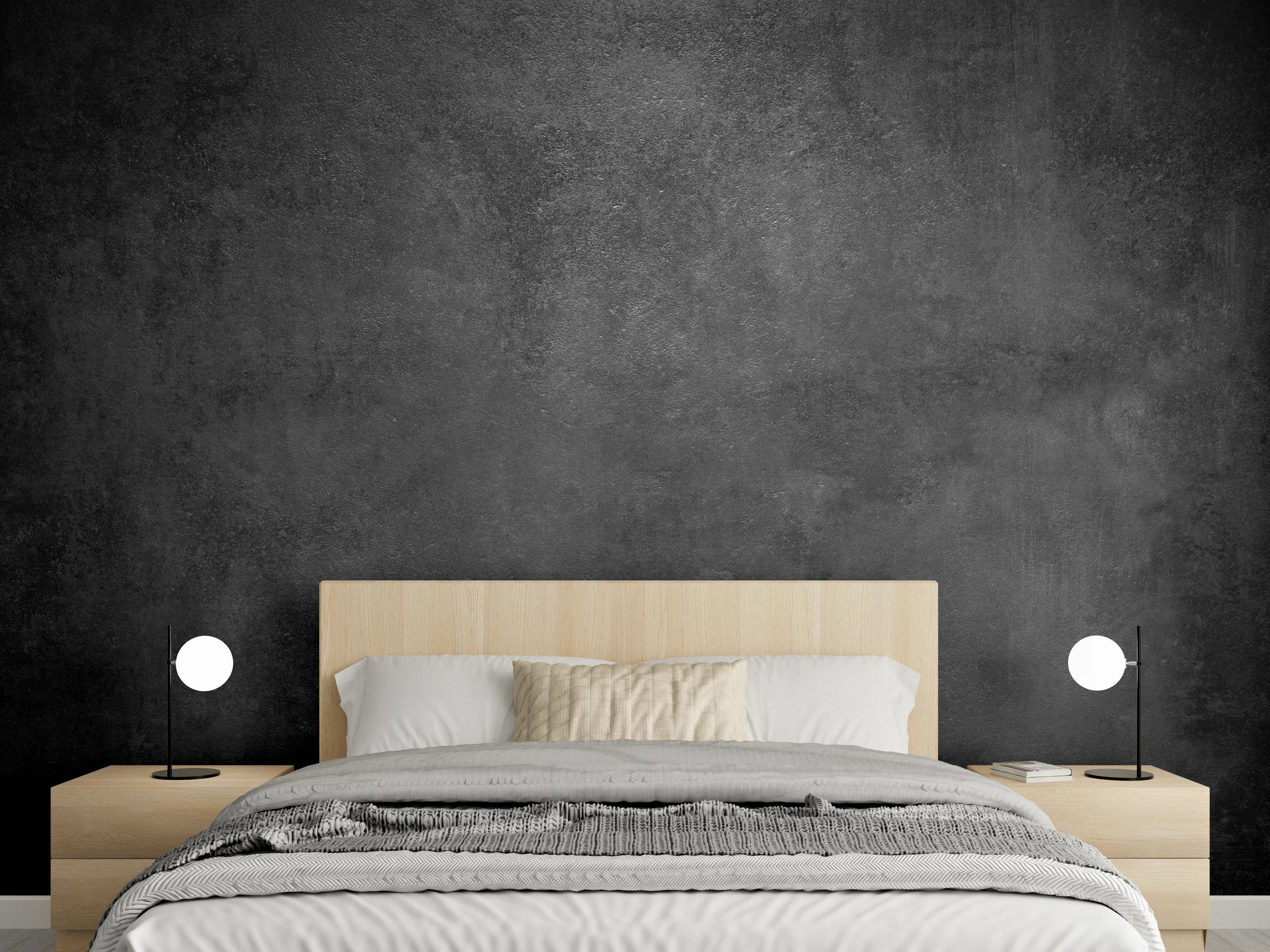 Wandverkleidung Schlafzimmer - Schwarze Betonoptik – moderne Wandgestaltung