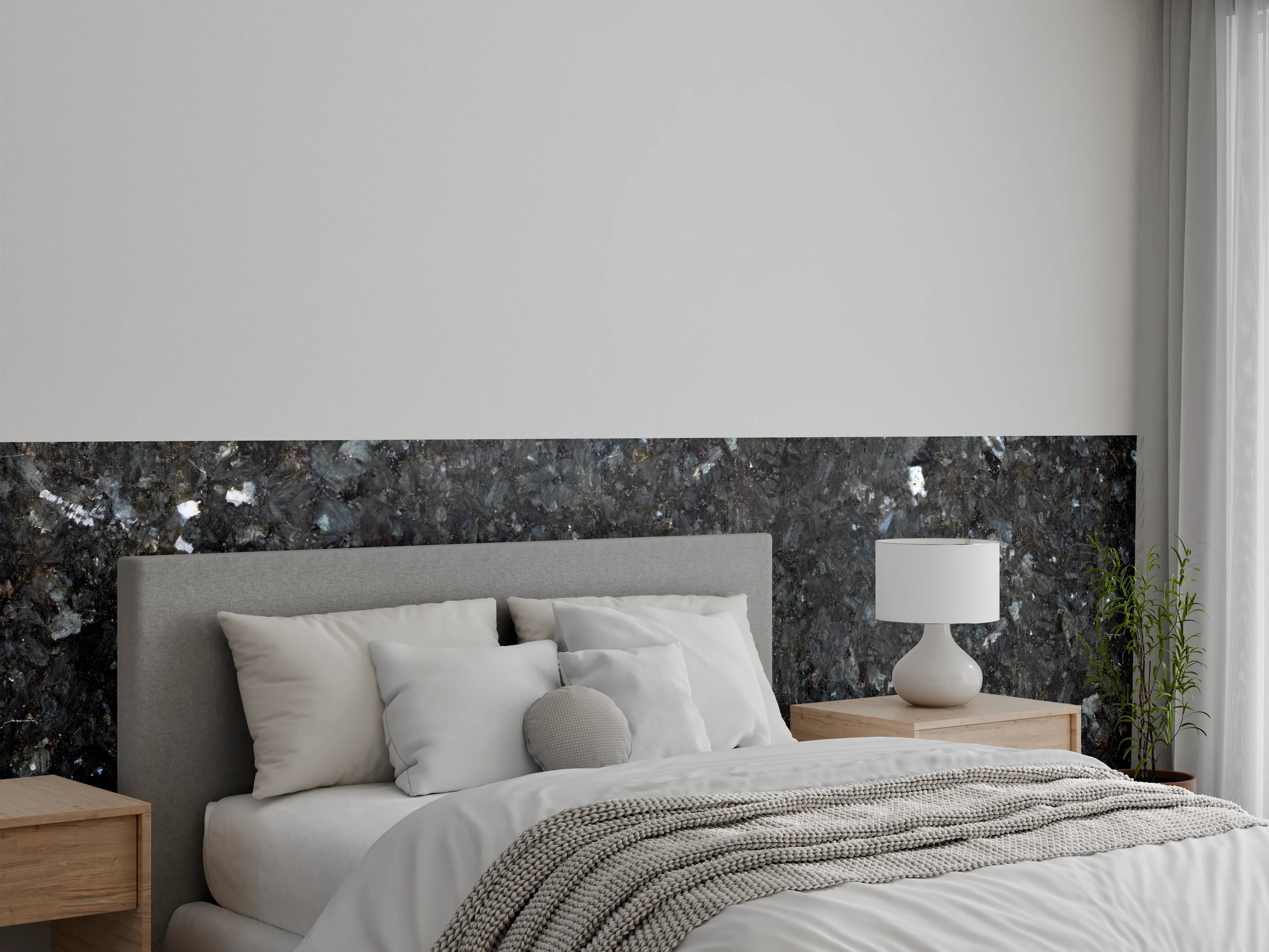 Wandverkleidung Schlafzimmer - Schwarze Granitwand