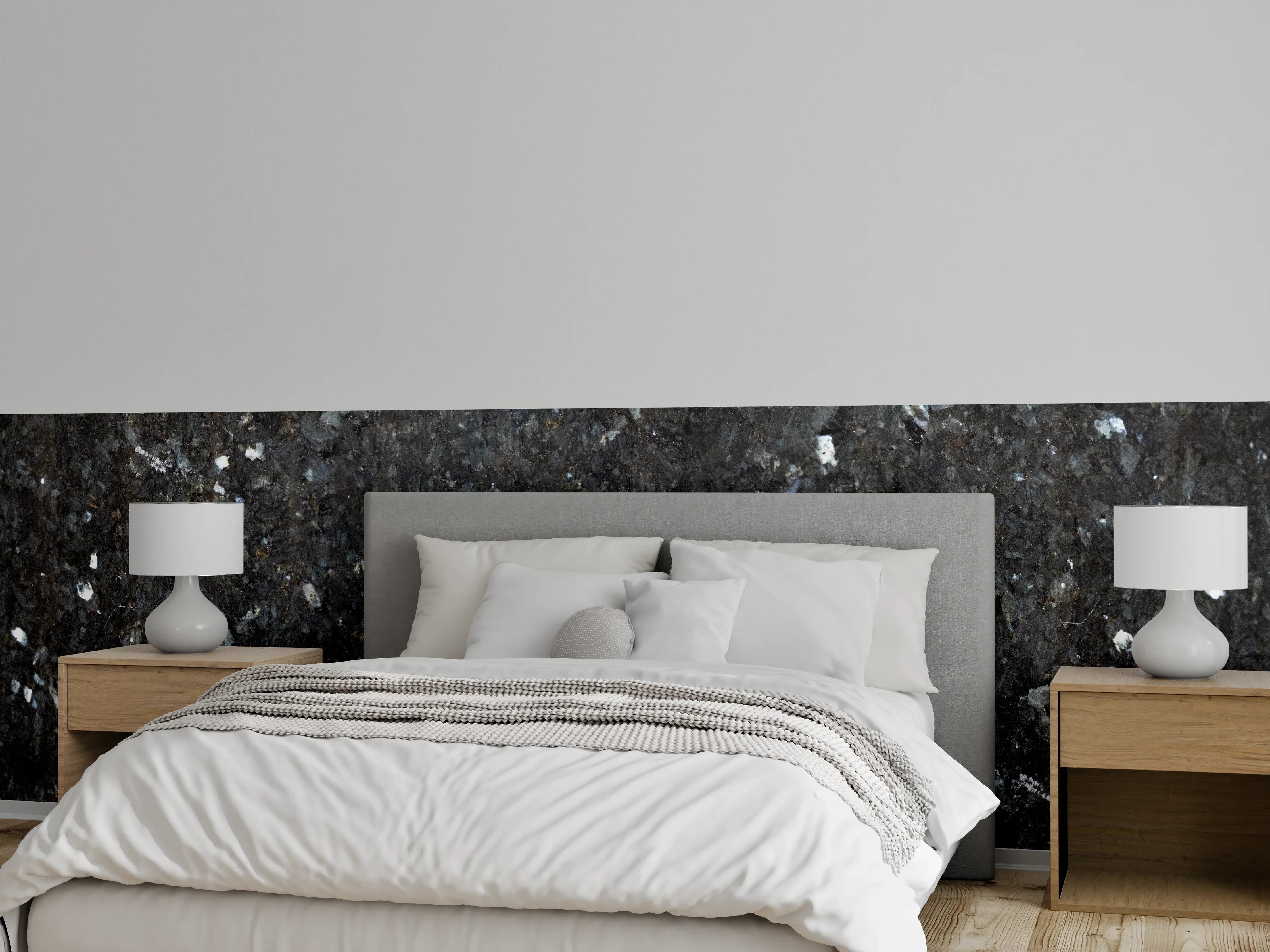 Wandverkleidung Schlafzimmer - Schwarze Granitwand