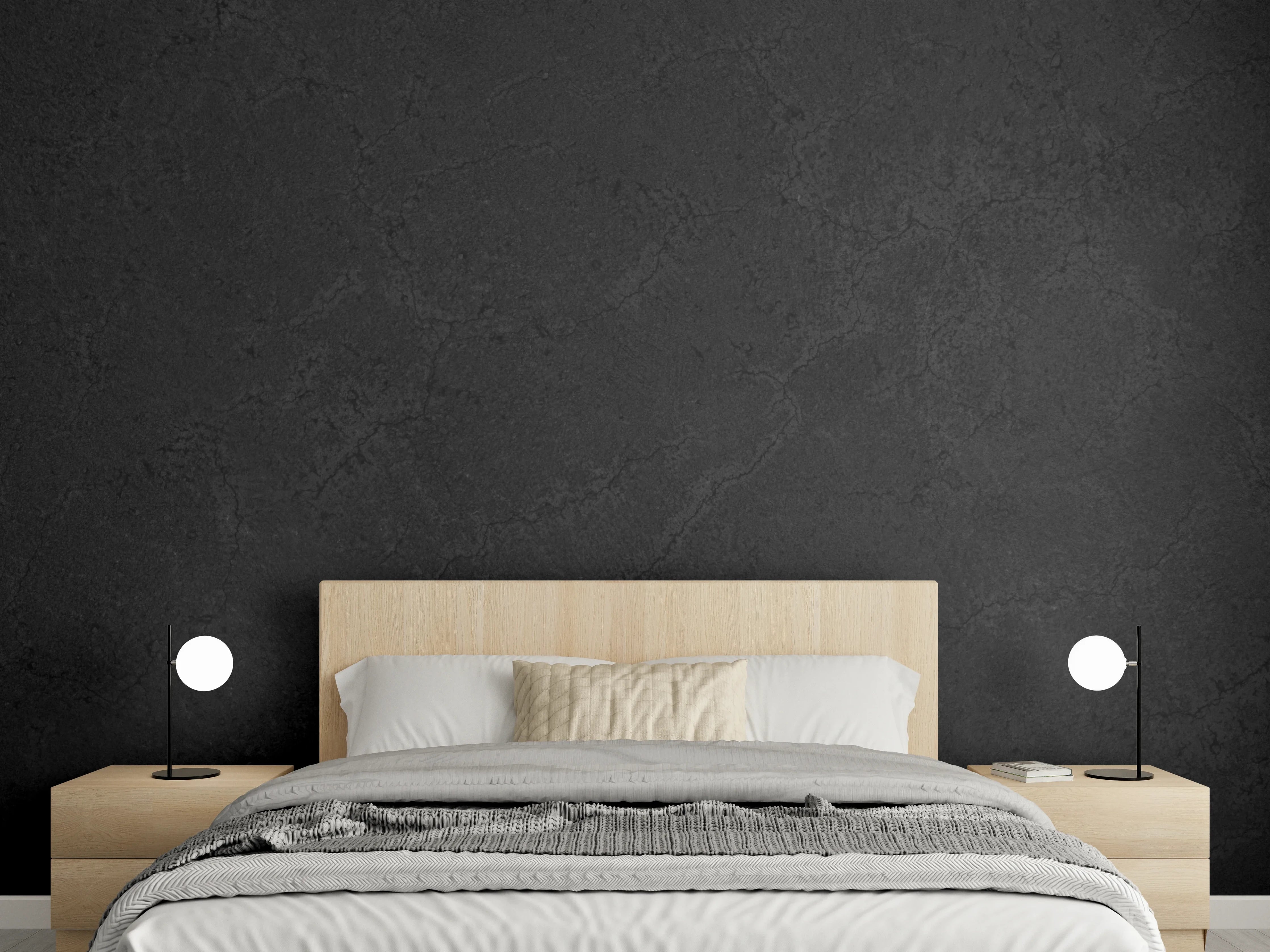 Wandverkleidung Schlafzimmer - Schwarze Marmorwand