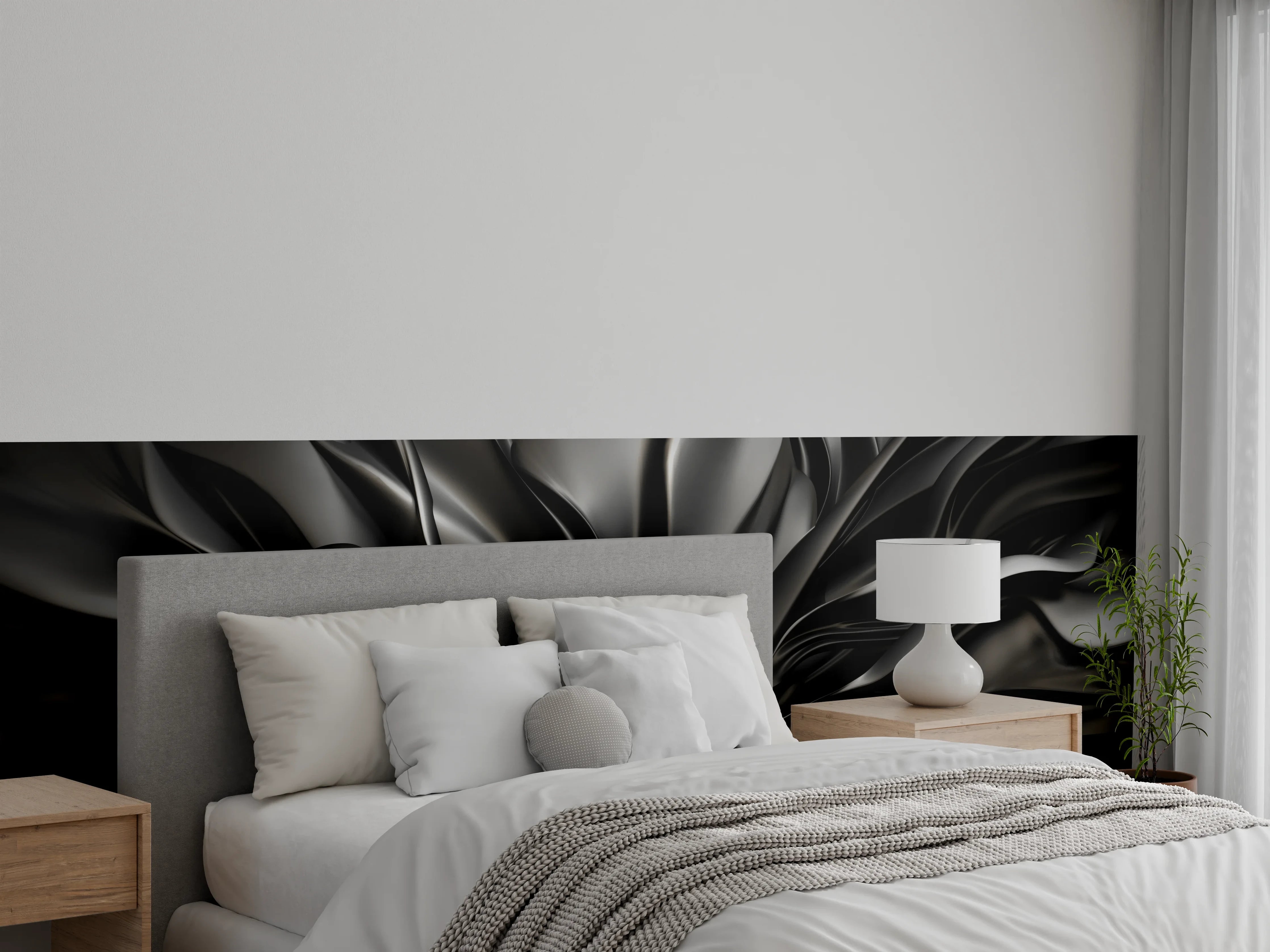 Wandverkleidung Schlafzimmer - Schwarze Metall-Textur abstrakt