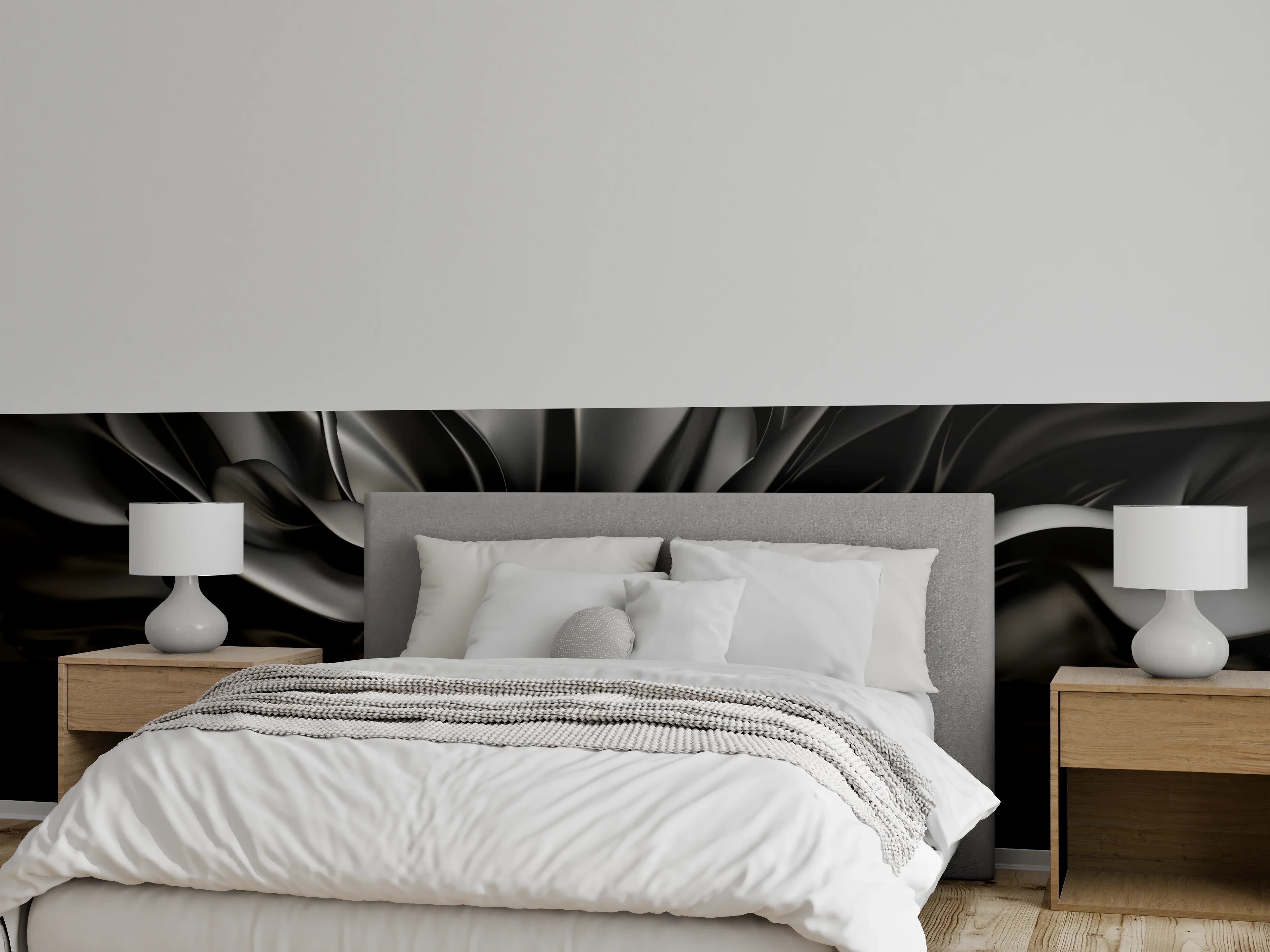 Wandverkleidung Schlafzimmer - Schwarze Metall-Textur abstrakt