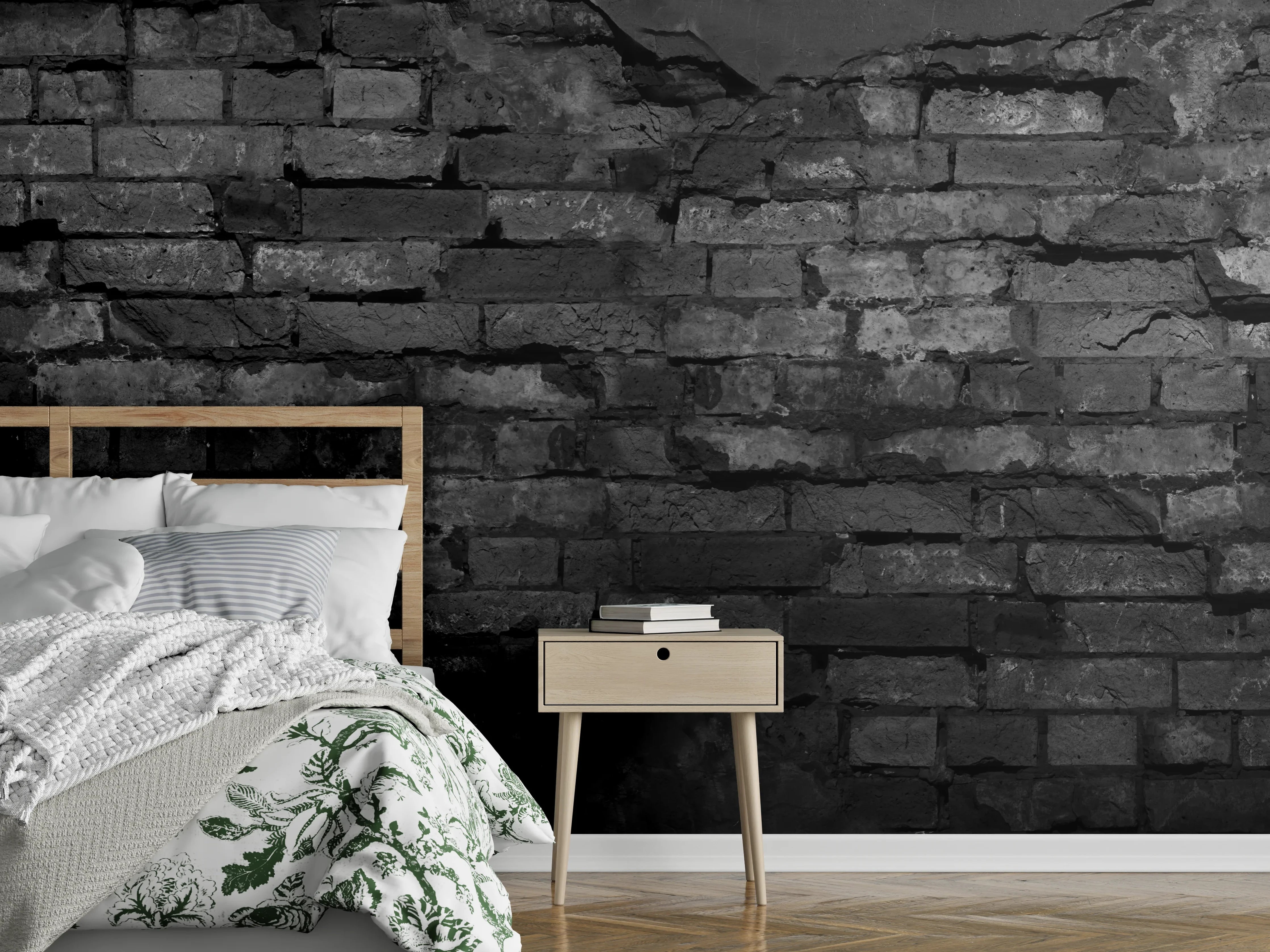 Wandverkleidung Schlafzimmer - Schwarze alte Backsteinmauer