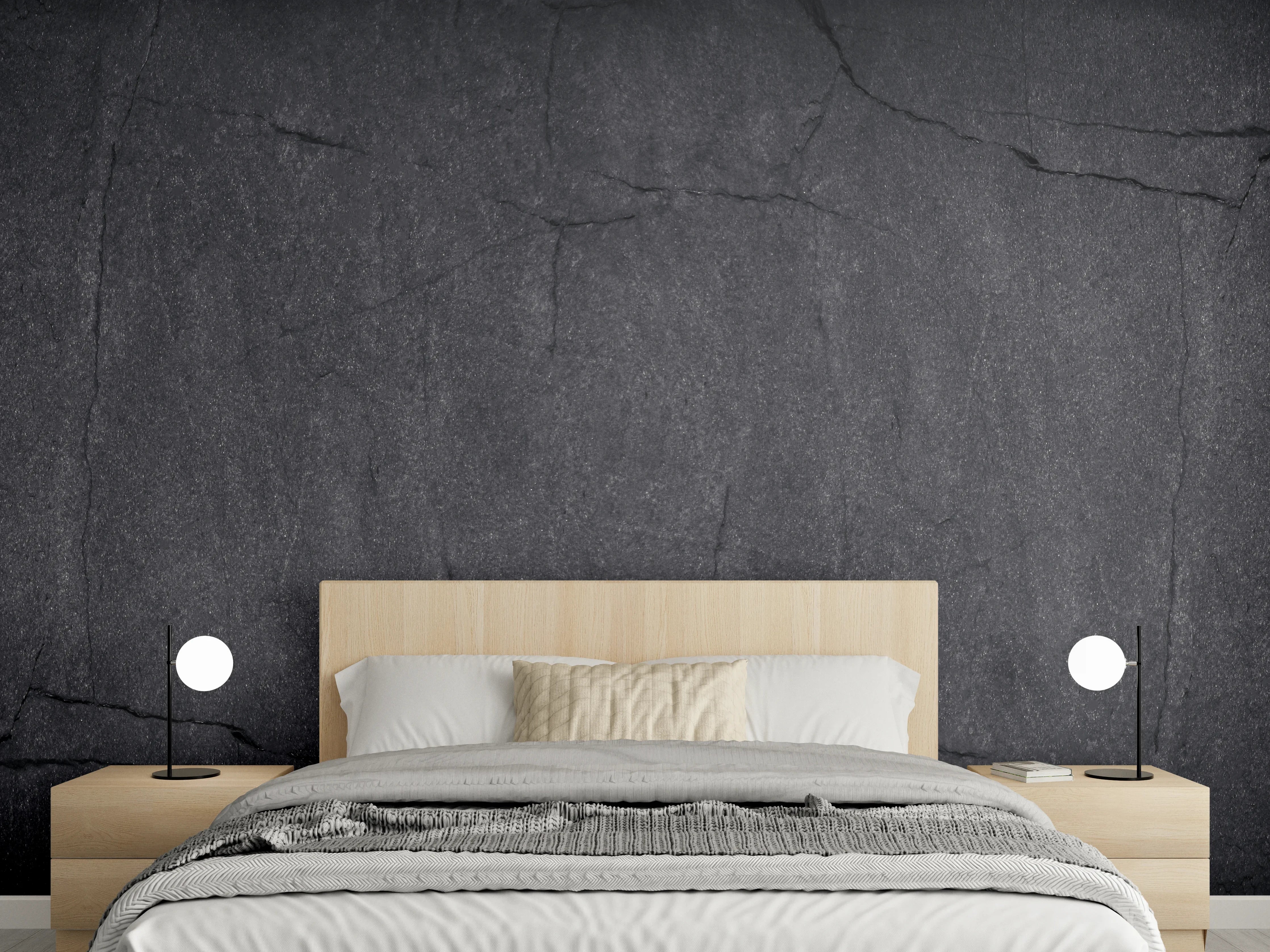 Wandverkleidung Schlafzimmer - Schwarze, strukturierte Wandtextur