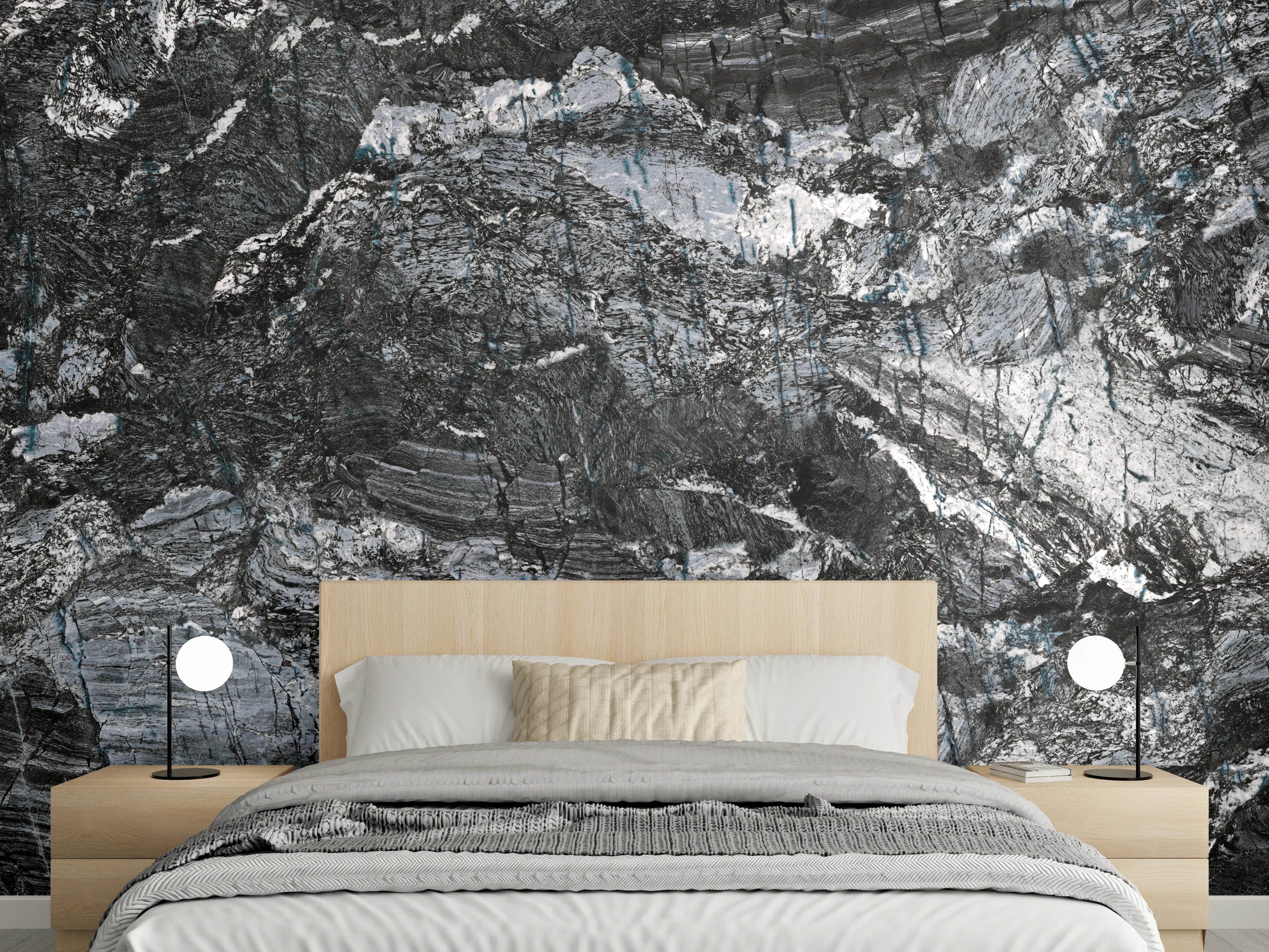 Wandverkleidung Schlafzimmer - Schwarzer Marmor - Natur