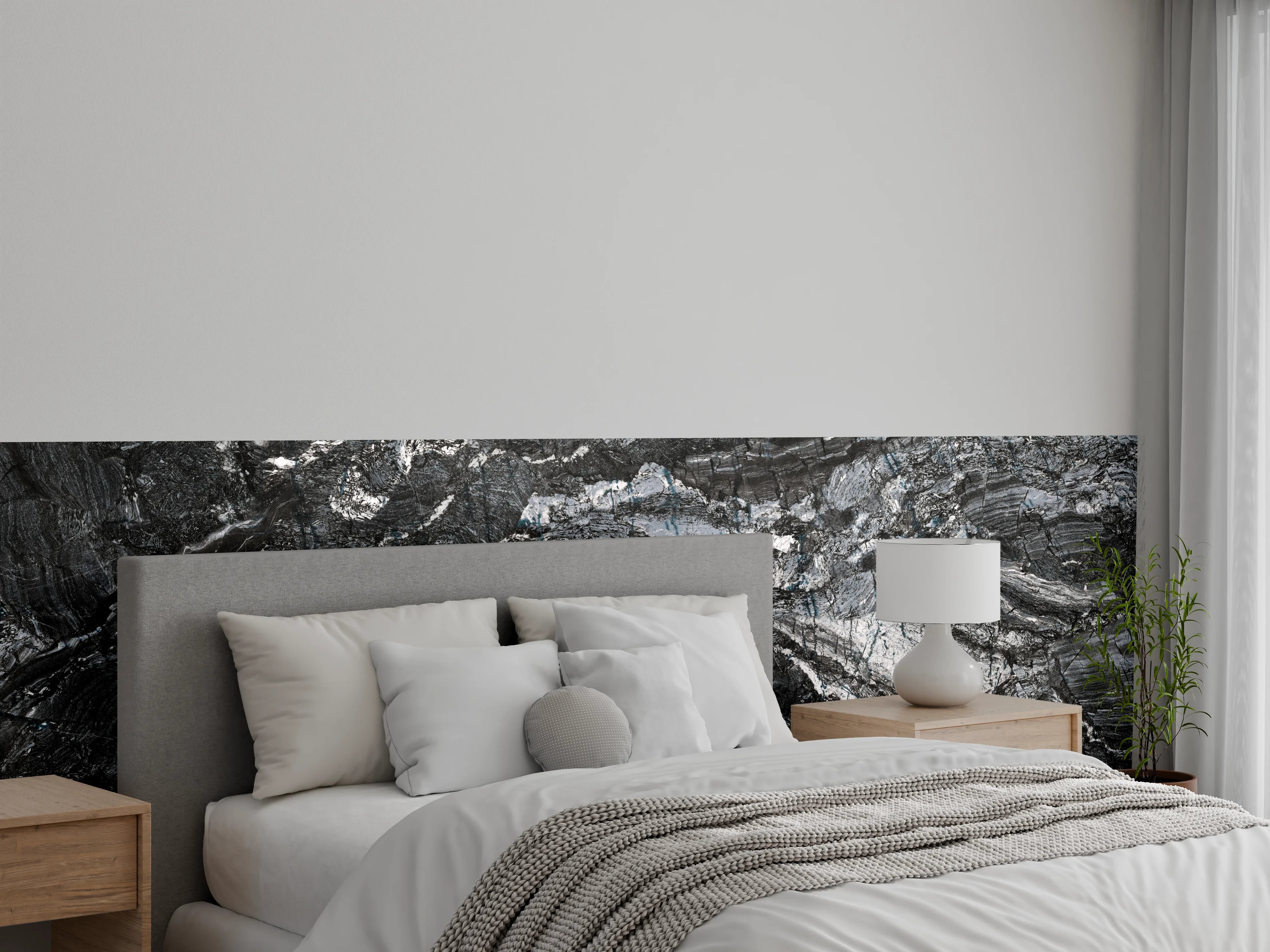 Wandverkleidung Schlafzimmer - Schwarzer Marmor - Natur