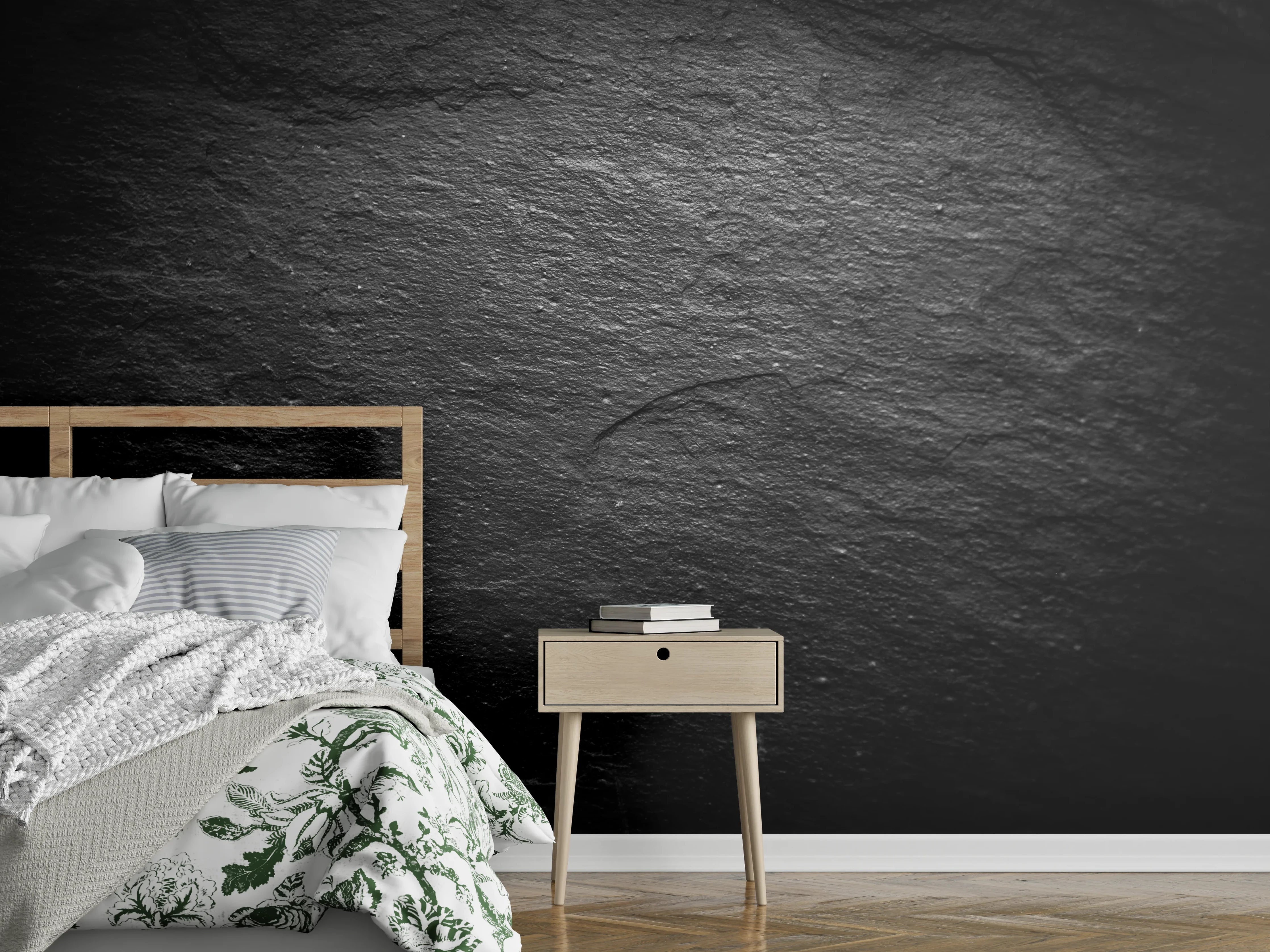 Wandverkleidung Schlafzimmer - Schwarzer Schieferstein