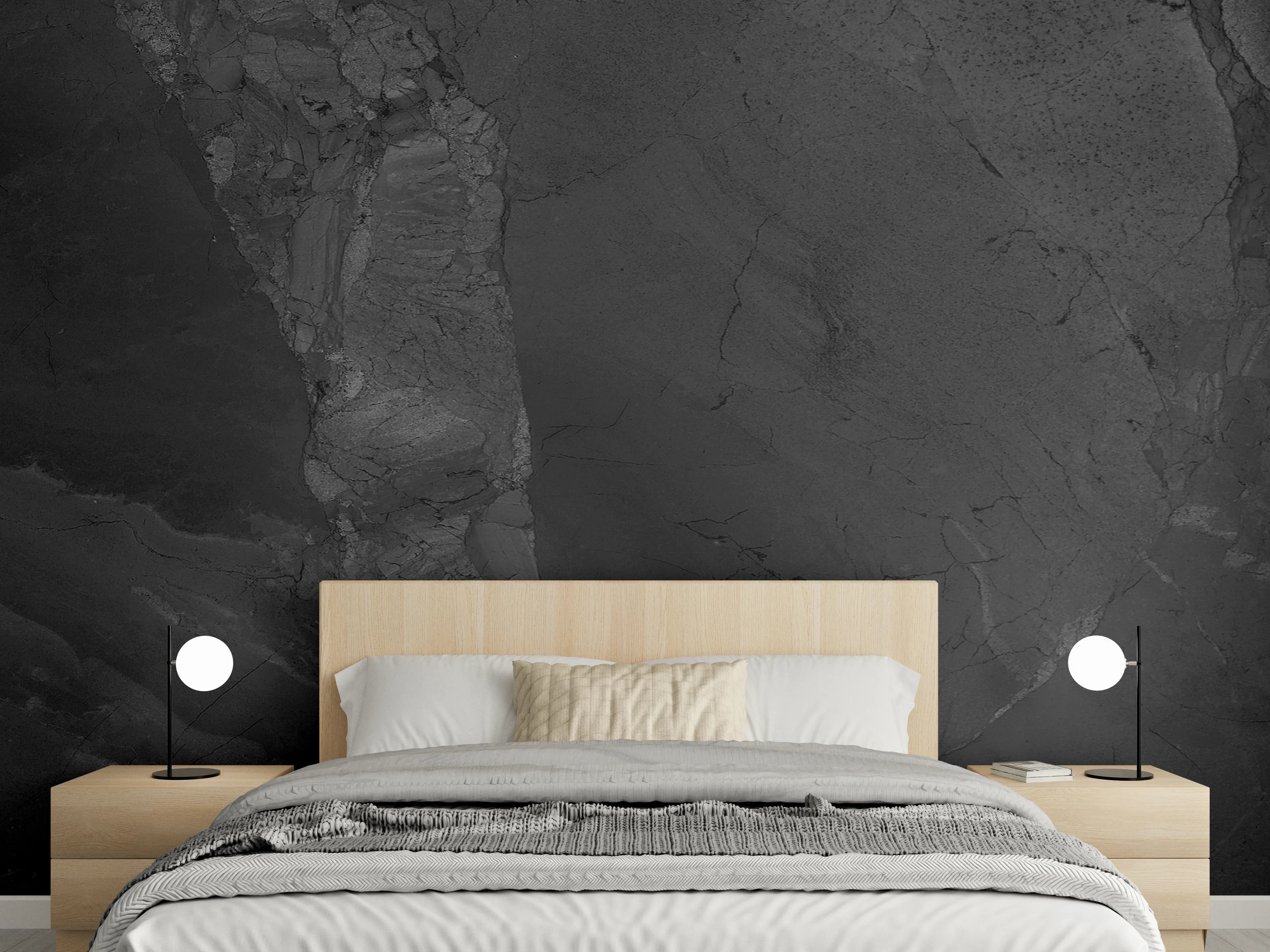 Wandverkleidung Schlafzimmer - Schwarzer dunkler Marmor-Muster