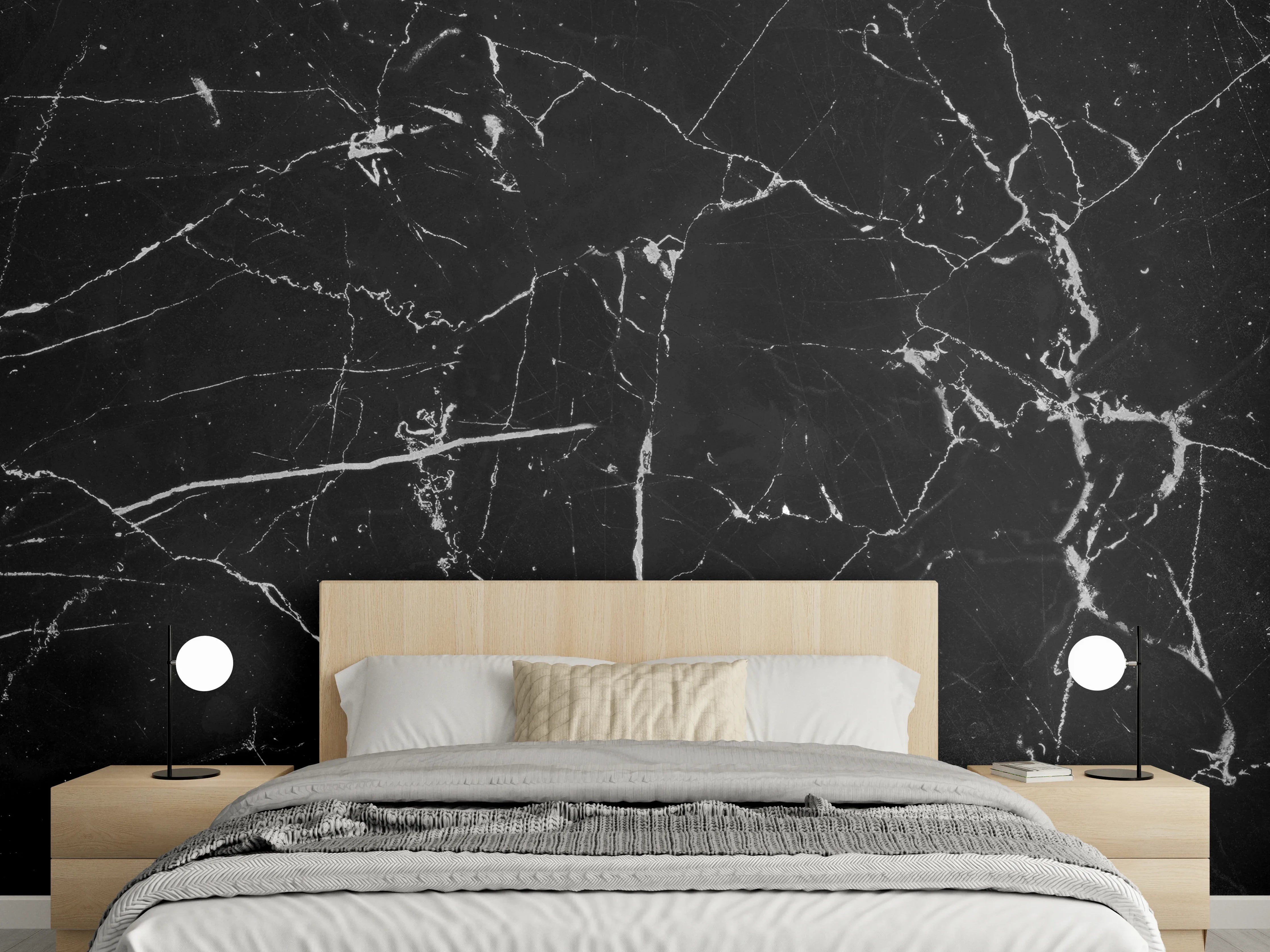 Wandverkleidung Schlafzimmer - Schwarzer portoro Marmor