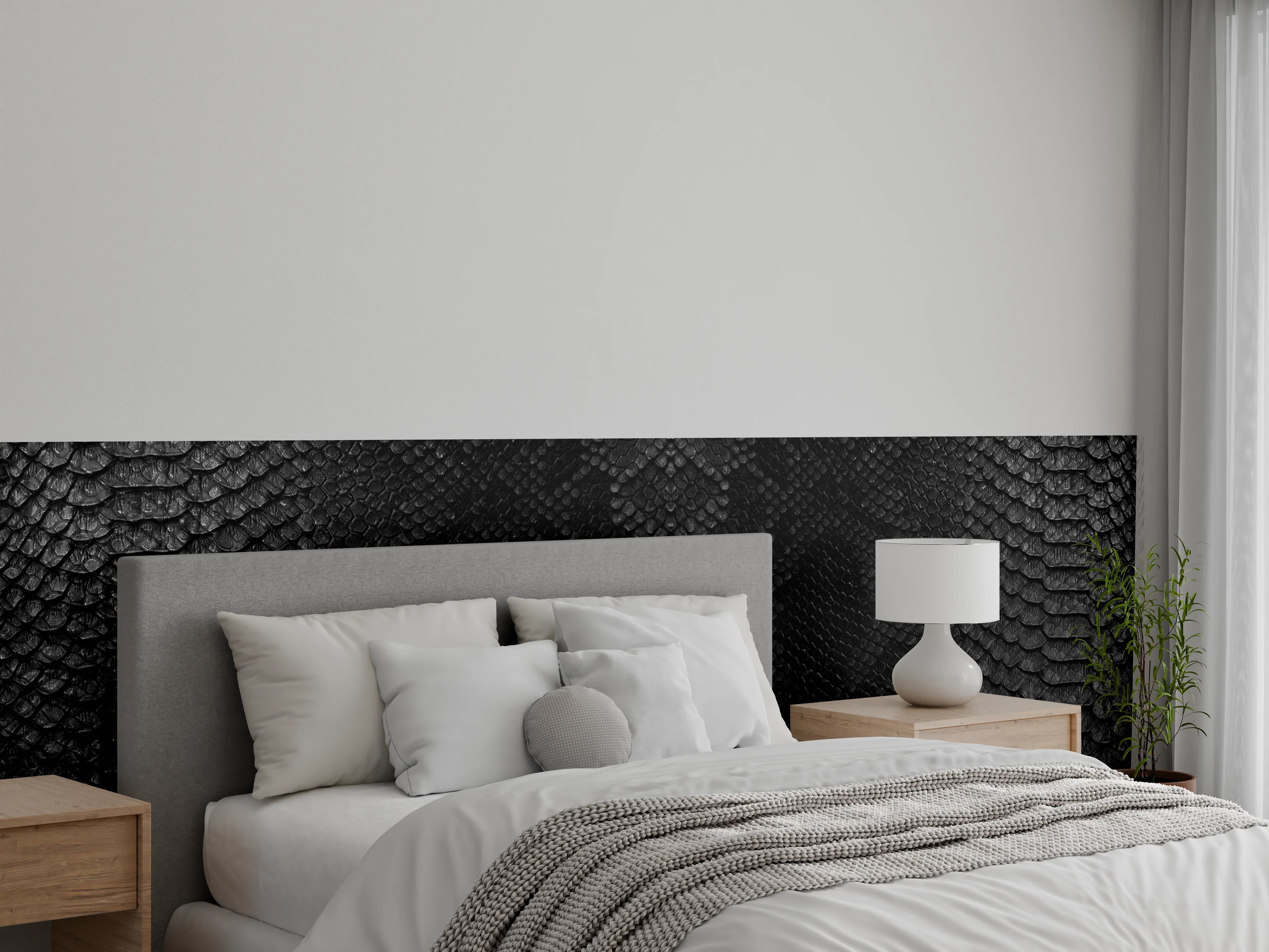 Wandverkleidung Schlafzimmer - Schwarzes Schlangenhautmuster