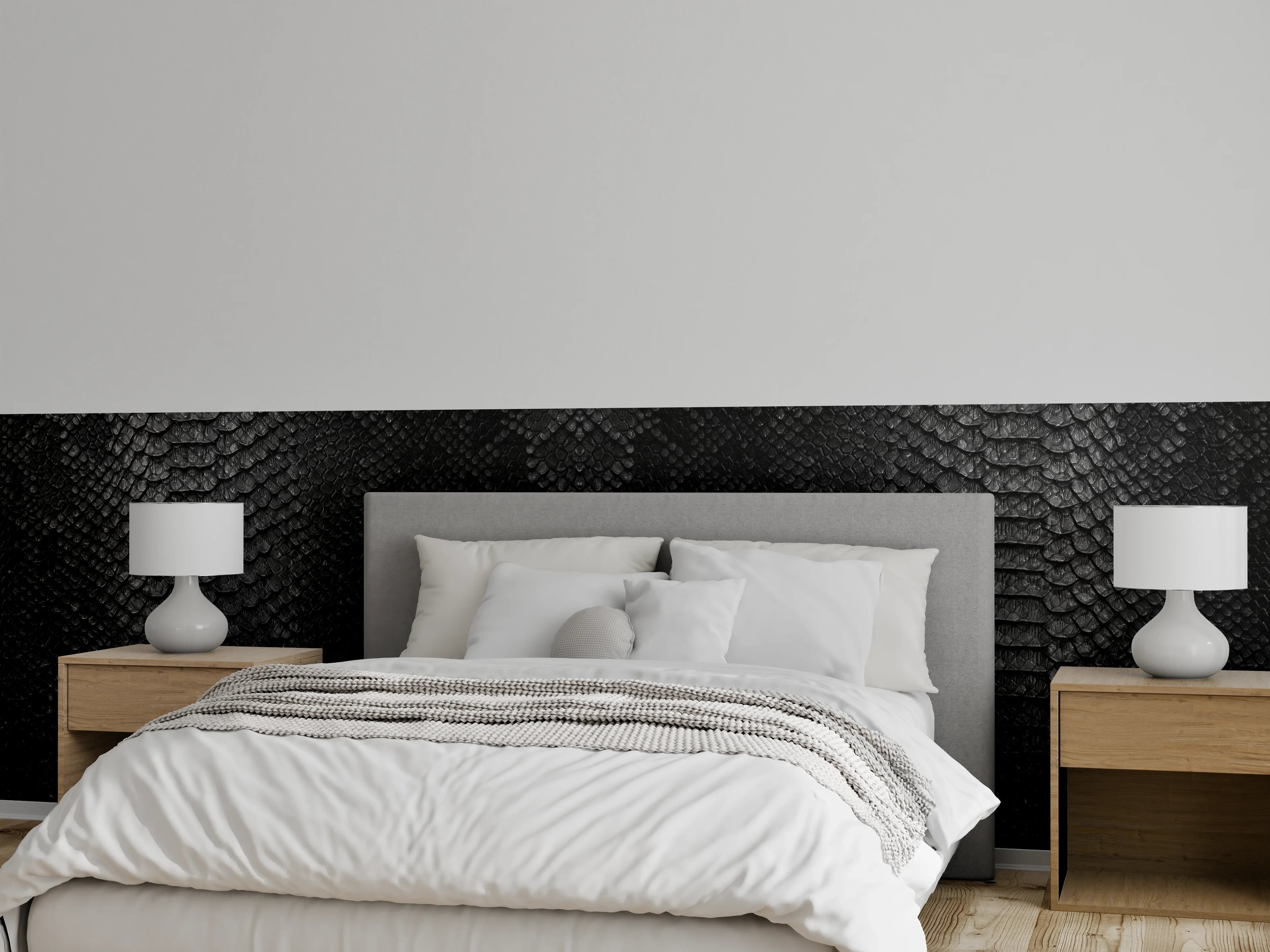 Wandverkleidung Schlafzimmer - Schwarzes Schlangenhautmuster