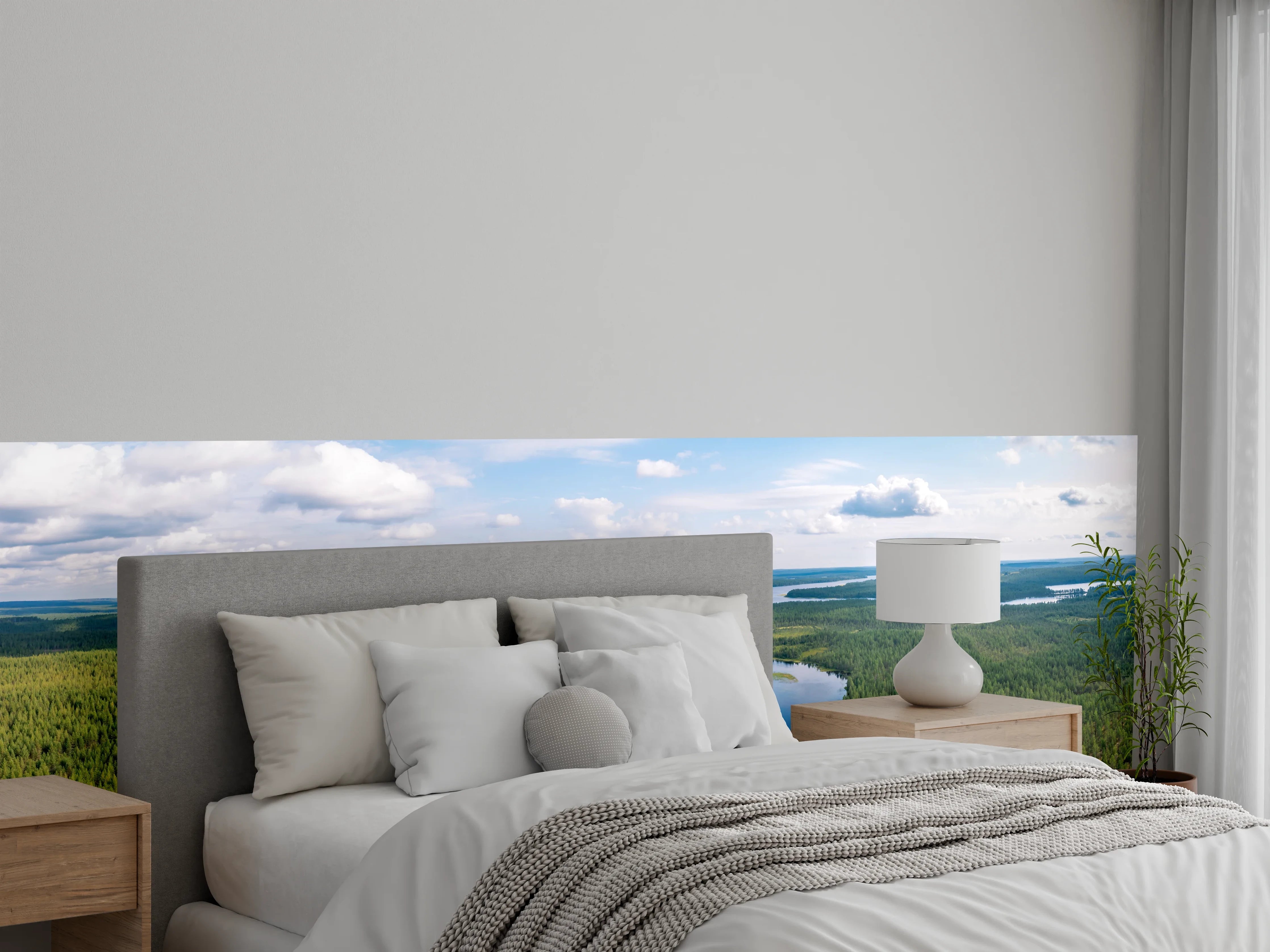 Wandverkleidung Schlafzimmer - Schwedische Seenlandschaft Luftaufnahme