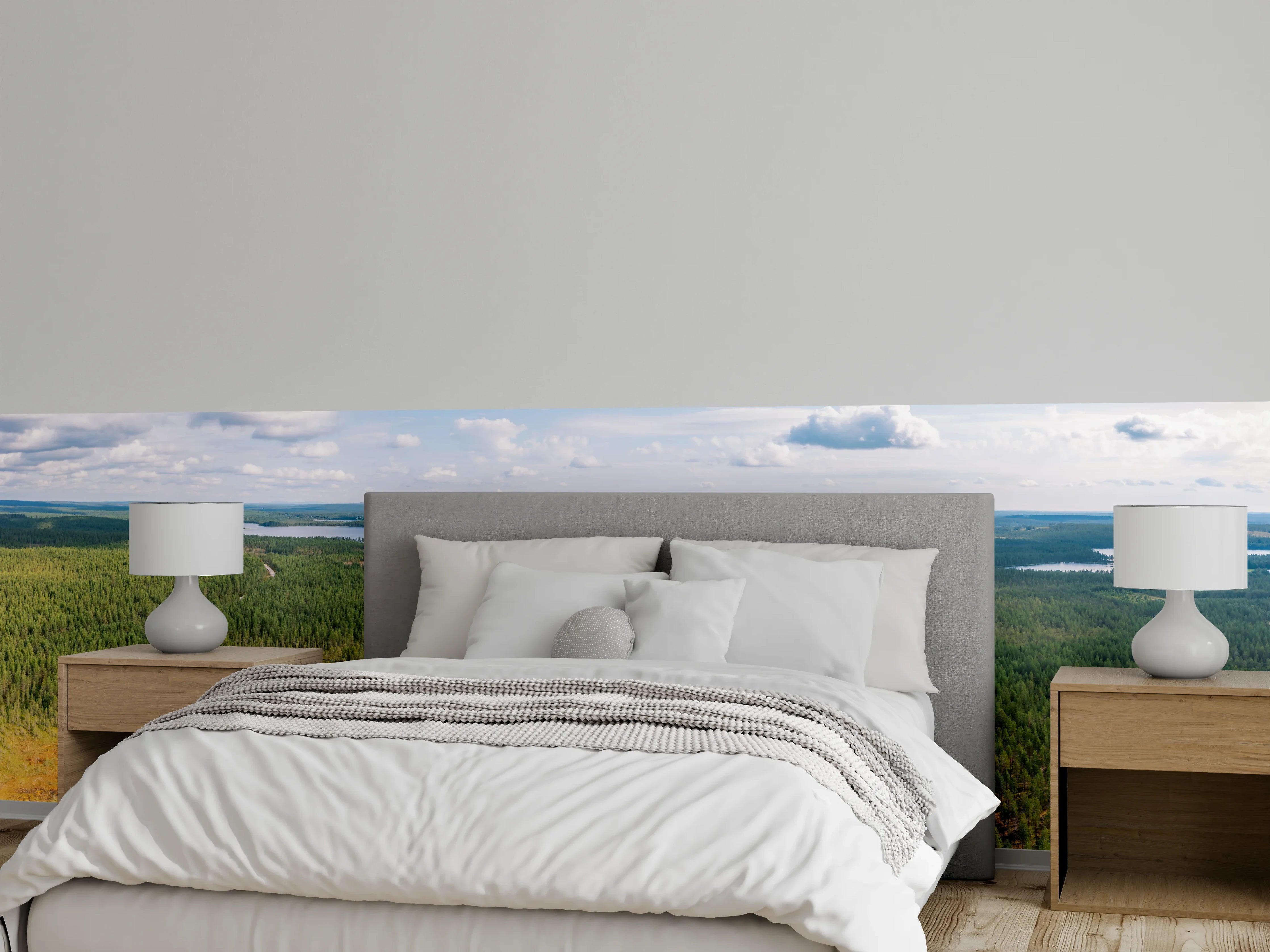 Wandverkleidung Schlafzimmer - Schwedische Seenlandschaft Luftaufnahme