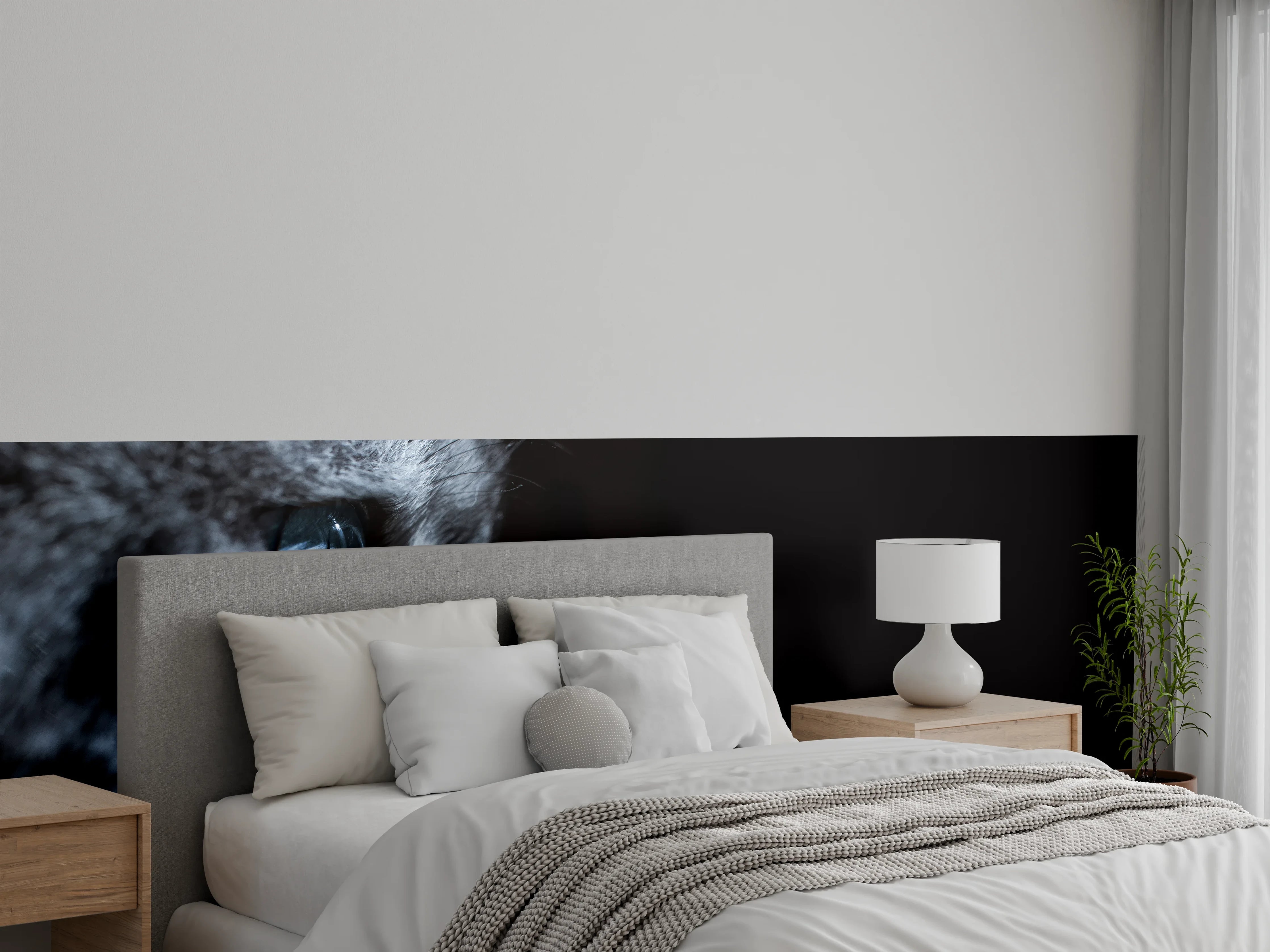 Wandverkleidung Schlafzimmer - Seitliches Katzen-Portrait