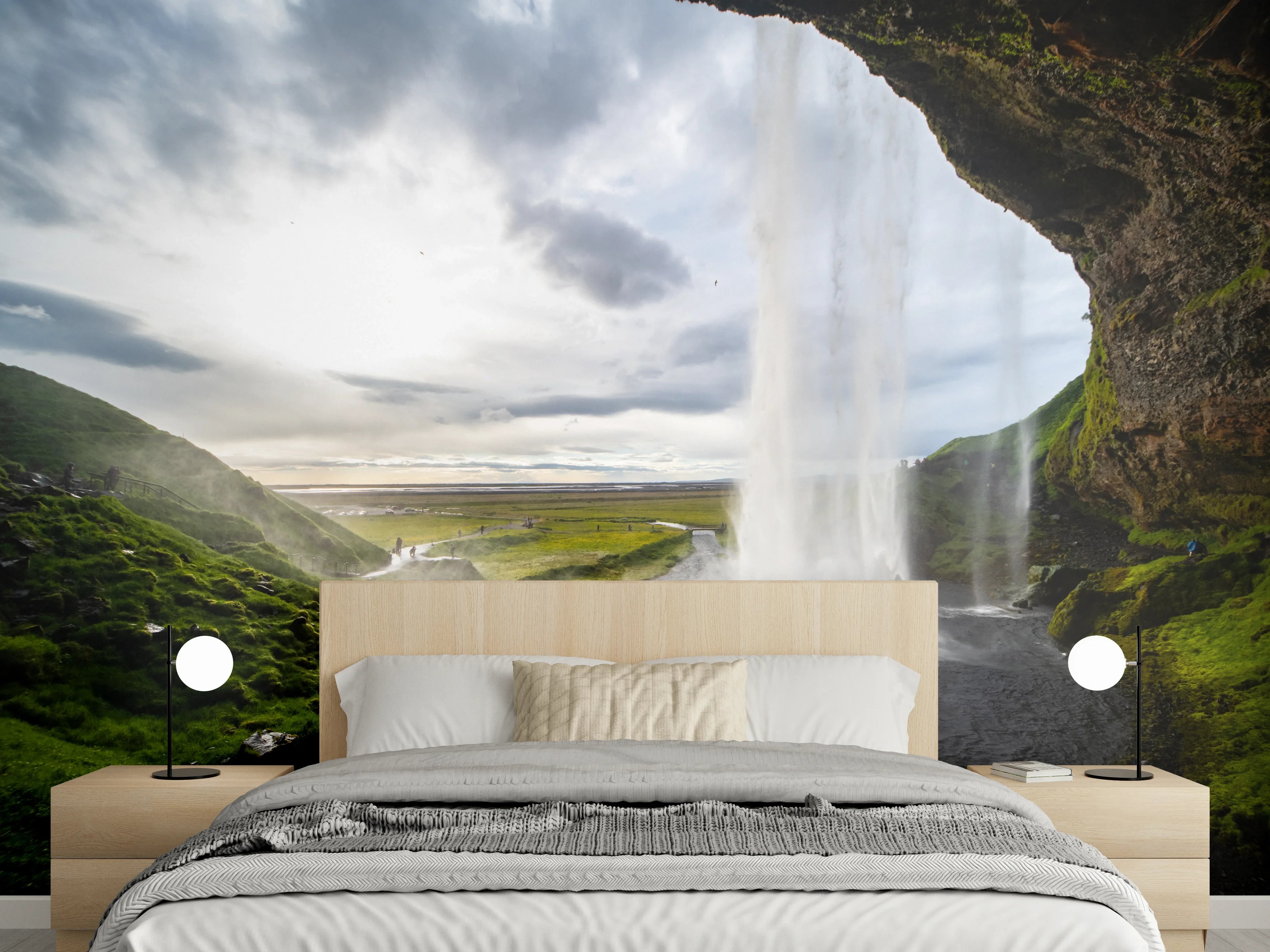 Wandverkleidung Schlafzimmer - Seljalandsfoss Wasserfall