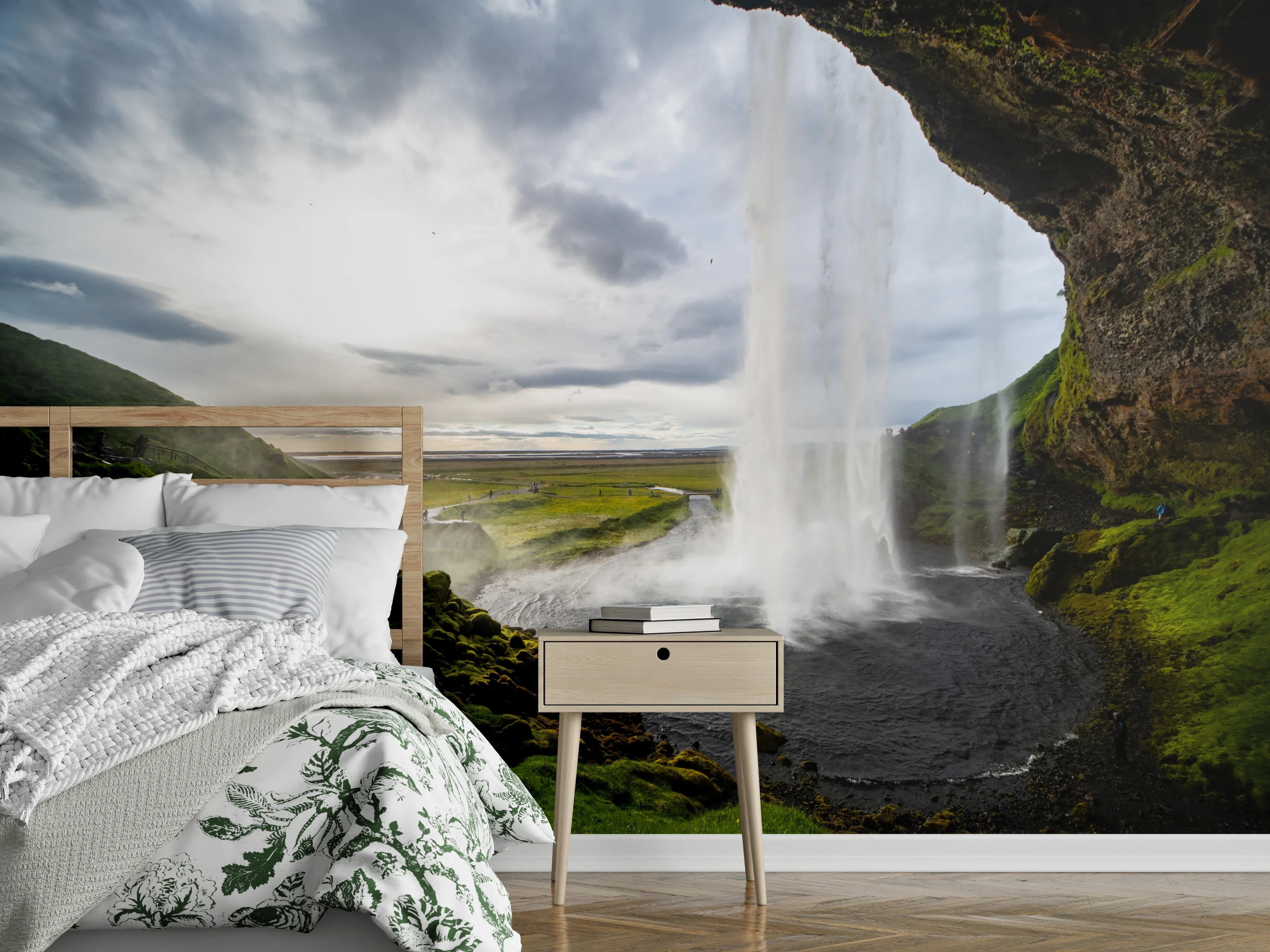 Wandverkleidung Schlafzimmer - Seljalandsfoss Wasserfall