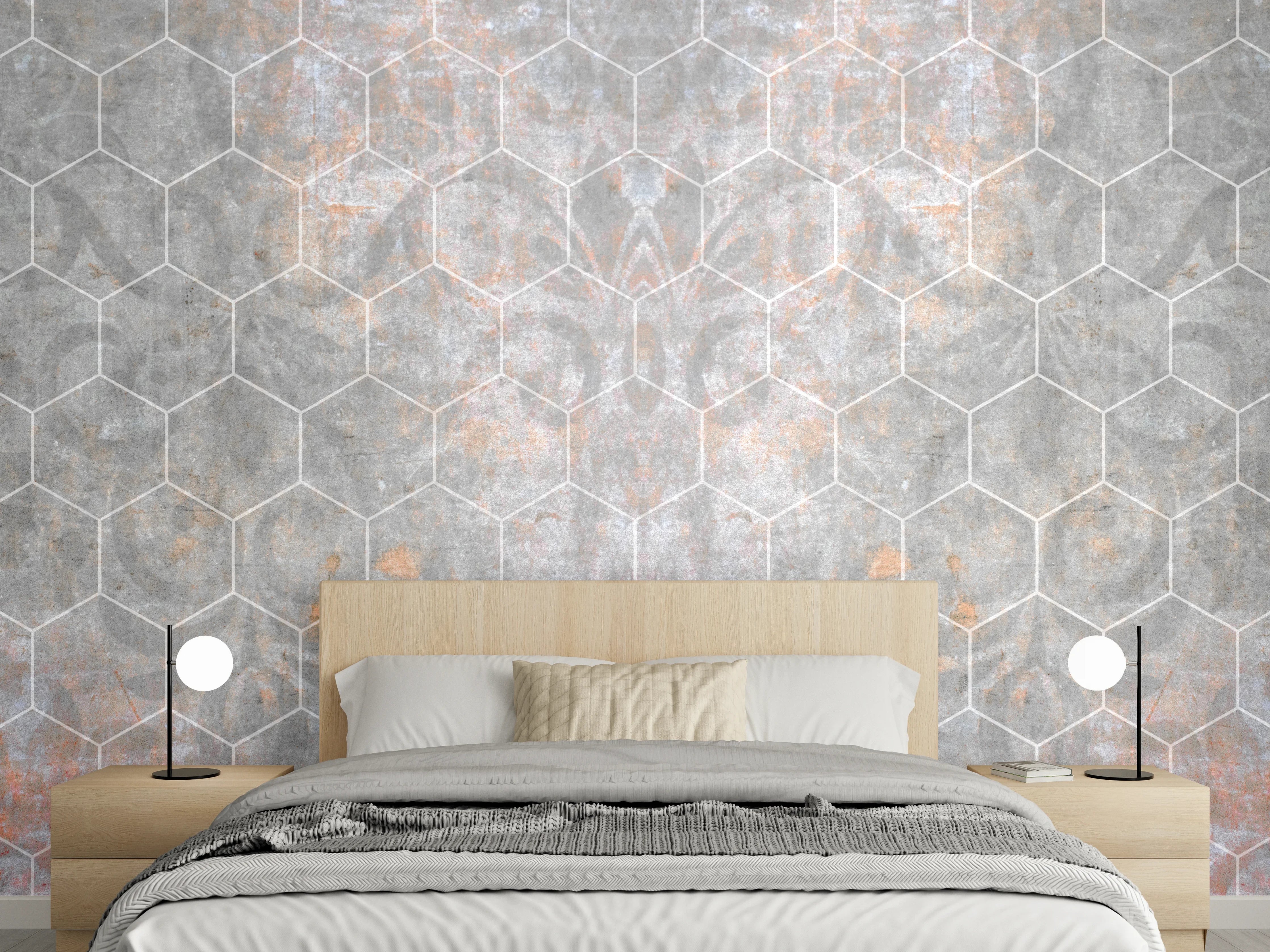 Wandverkleidung Schlafzimmer - Shabby Grau-Weiße Fliesentextur