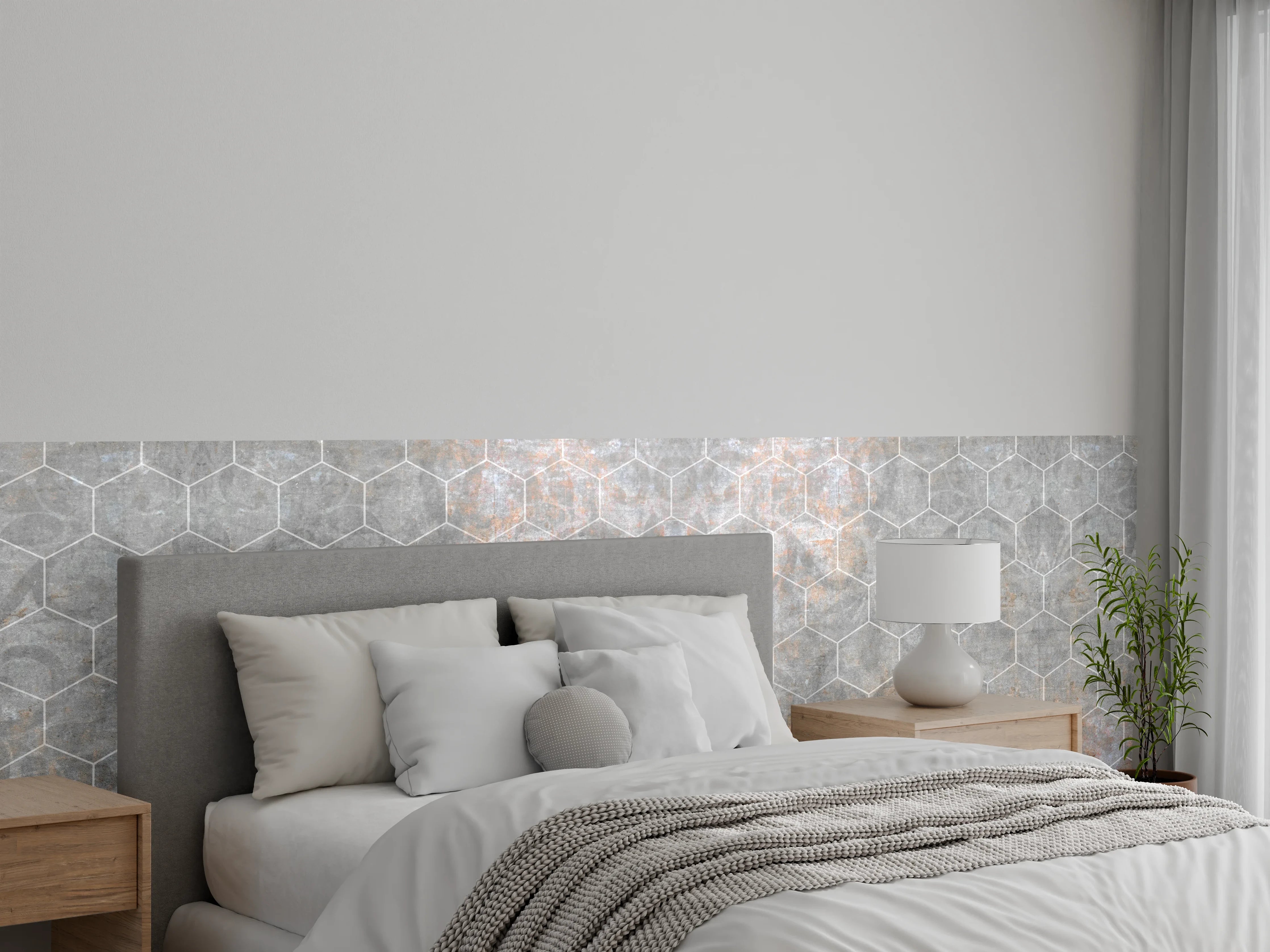 Wandverkleidung Schlafzimmer - Shabby Grau-Weiße Fliesentextur