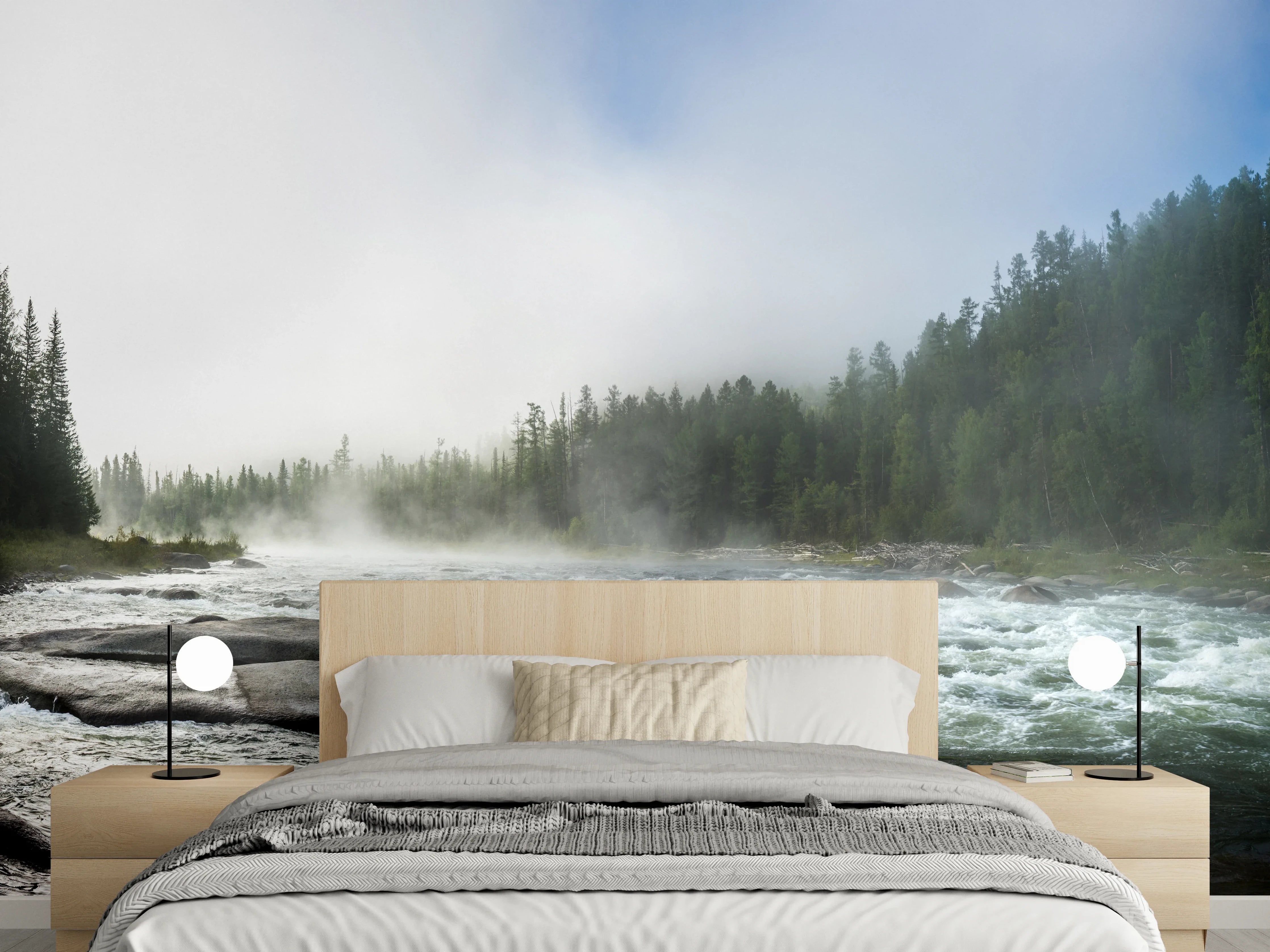 Wandverkleidung Schlafzimmer - Sibirischer Fluss Balyiktyig
