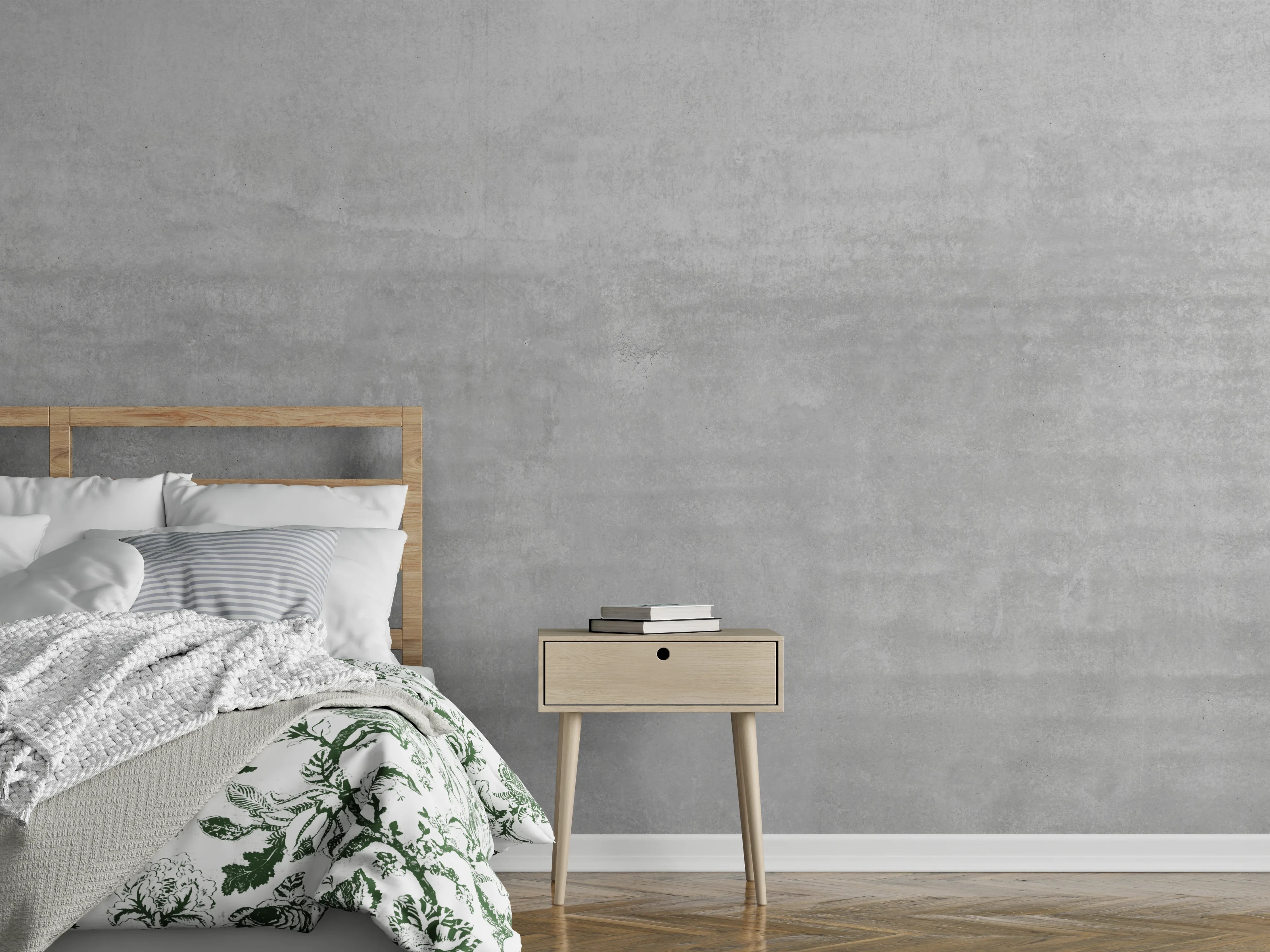 Wandverkleidung Schlafzimmer - Sicht-Beton Textur