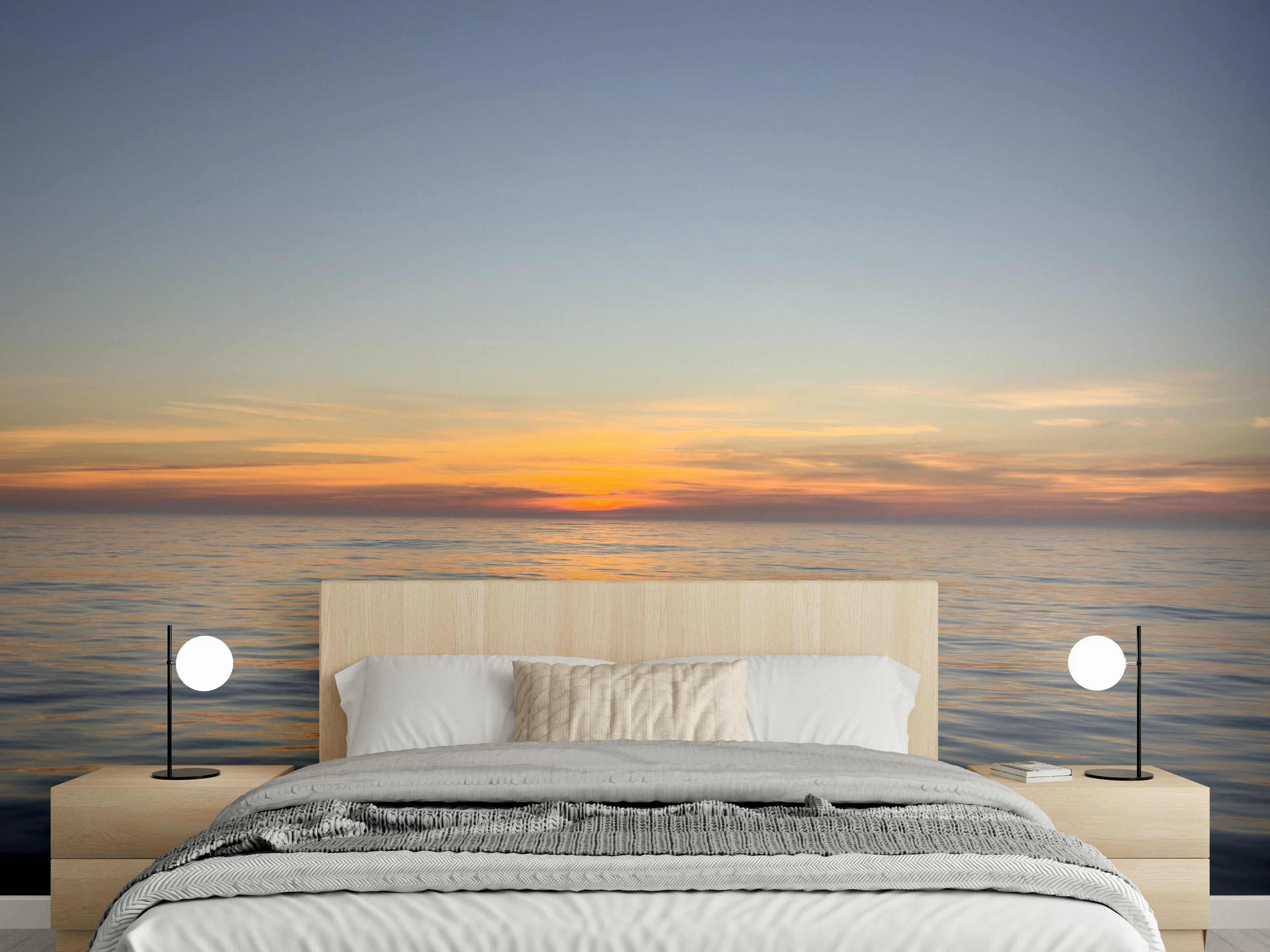 Wandverkleidung Schlafzimmer - Silberglanz über stiller See