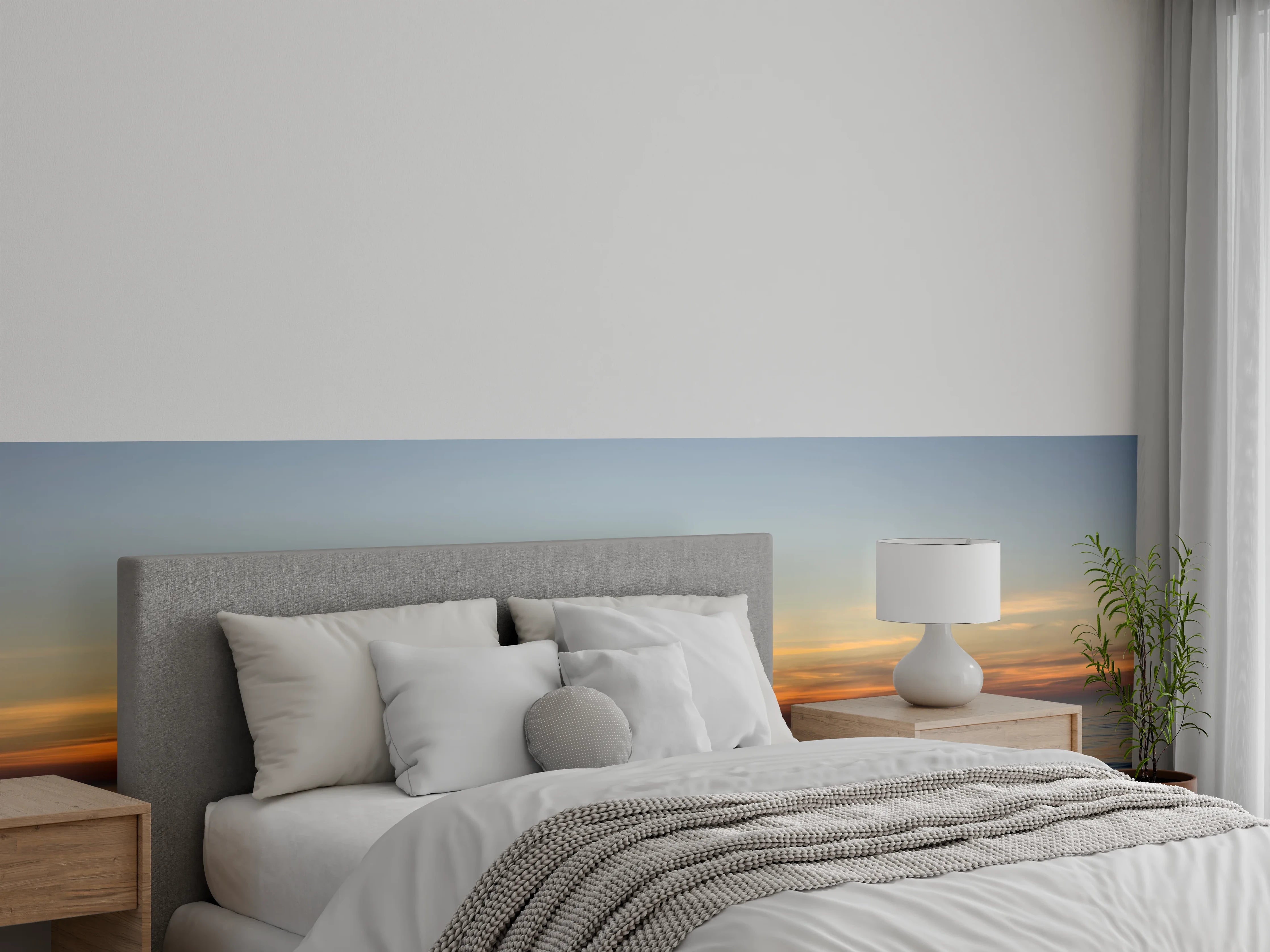 Wandverkleidung Schlafzimmer - Silberglanz über stiller See