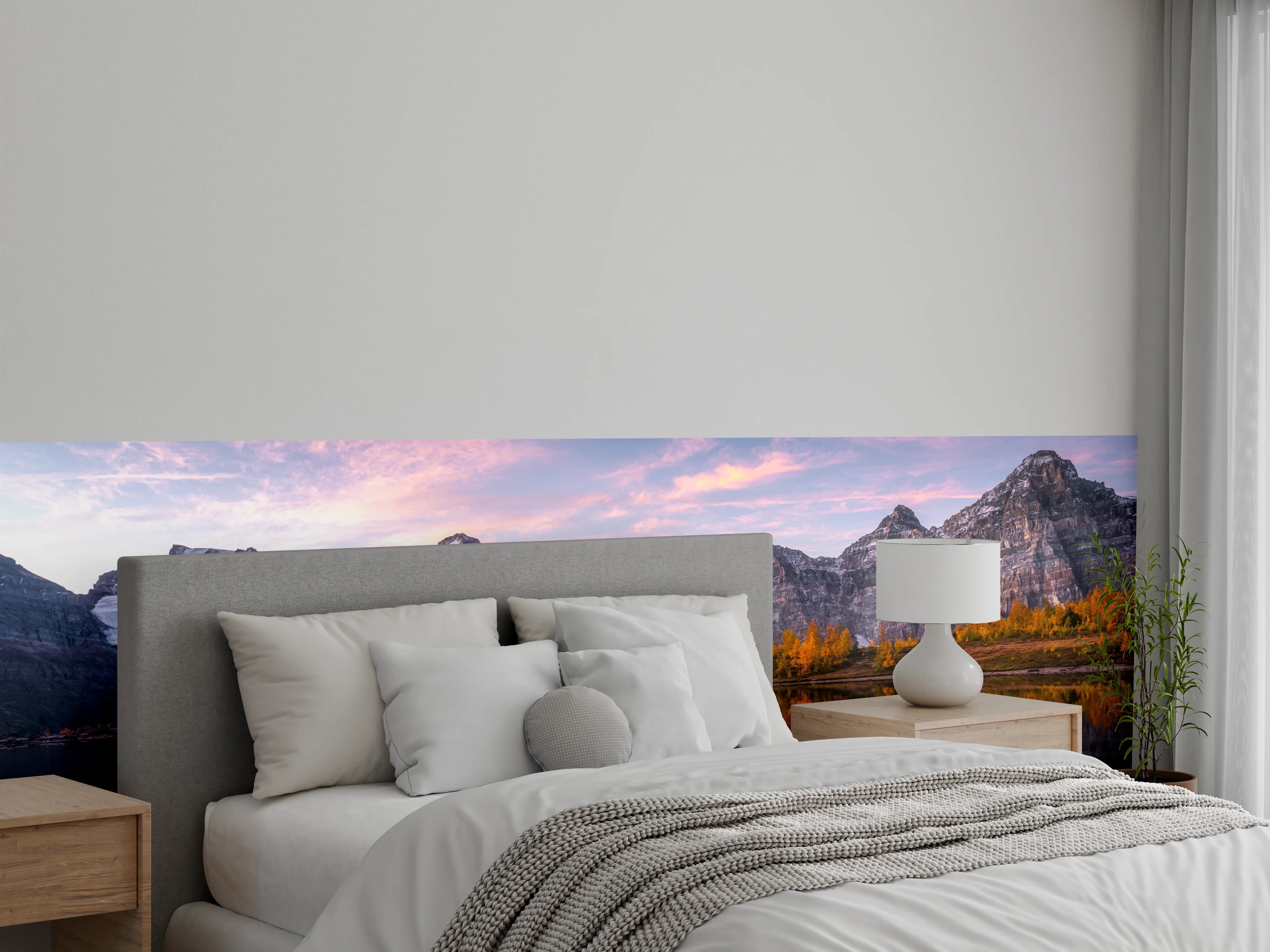 Wandverkleidung Schlafzimmer - Silbergraue Abendruhe am Alpengewässer