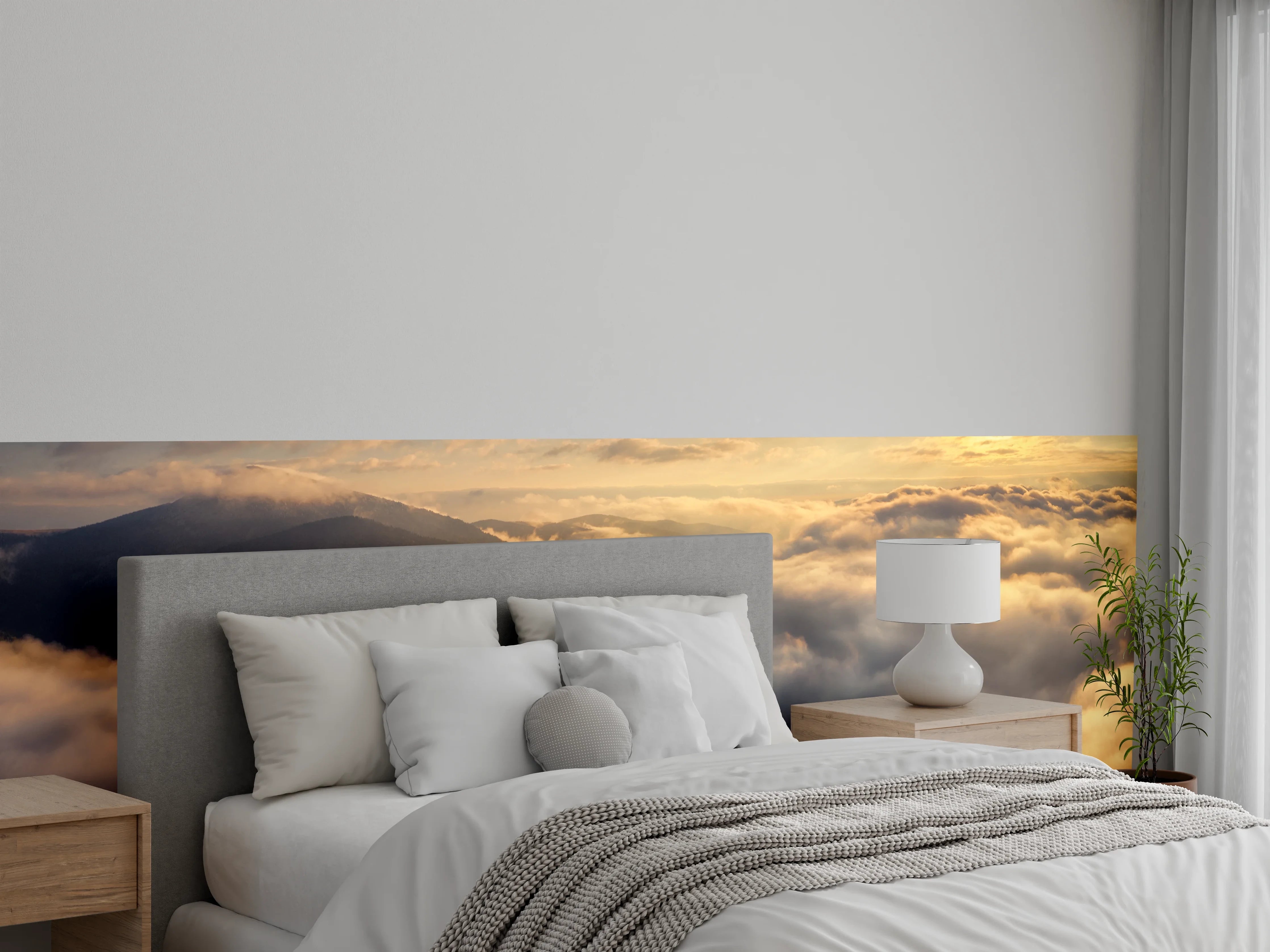 Wandverkleidung Schlafzimmer - Silberlicht im Nebelmeer
