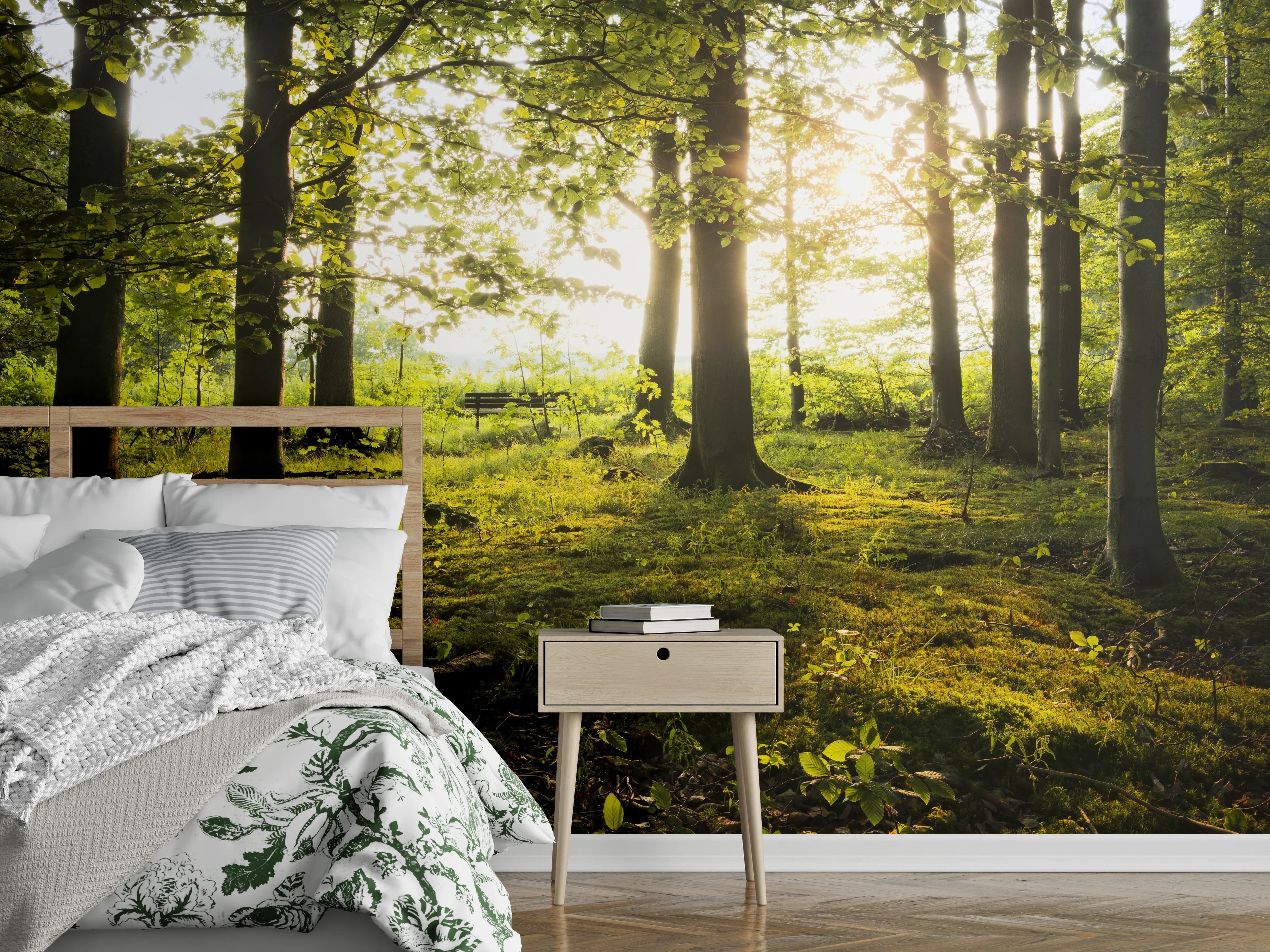 Wandverkleidung Schlafzimmer - Silberne Dämmerung in weißer Stille