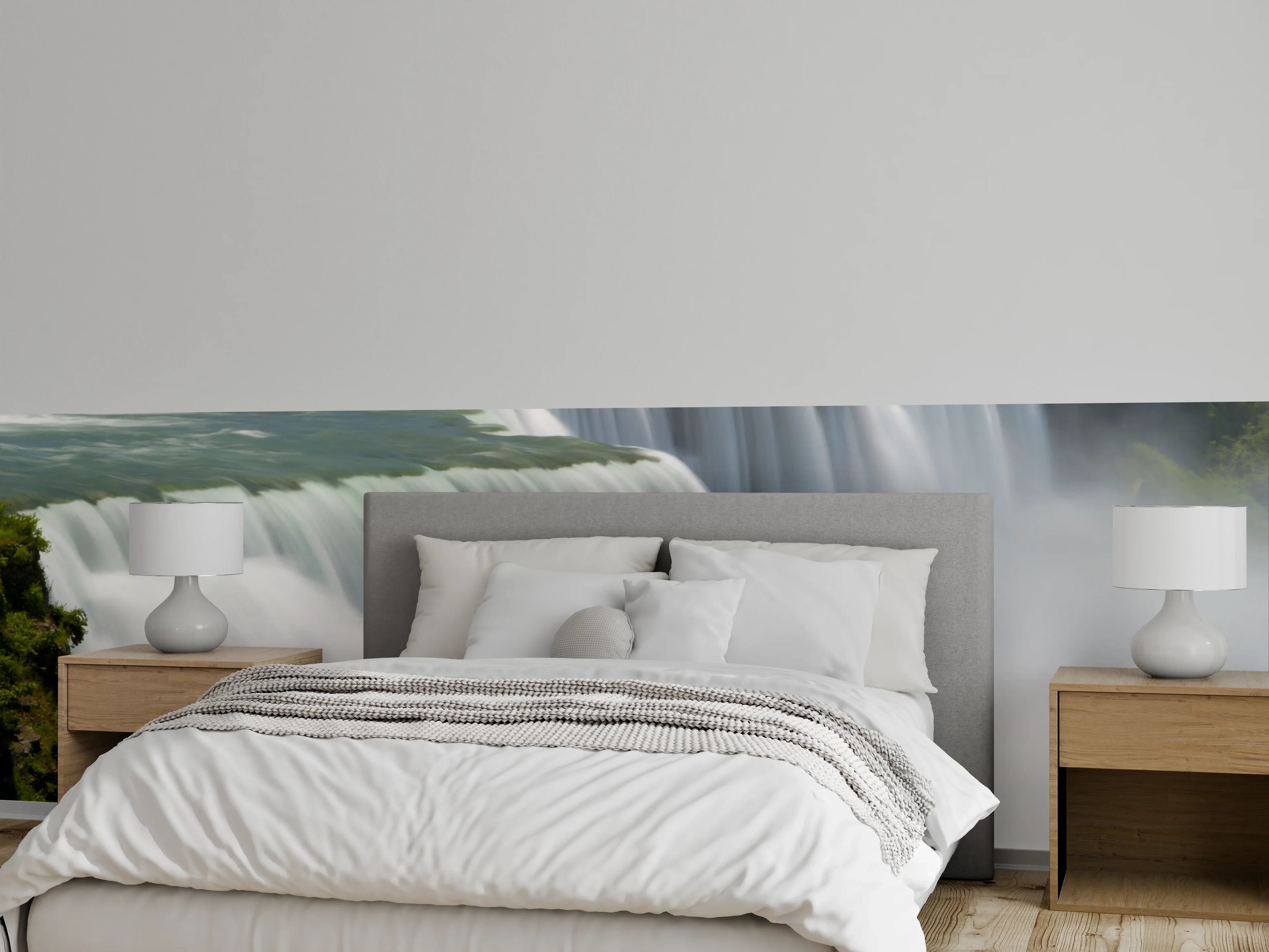 Wandverkleidung Schlafzimmer - Silberne Gischt im Lichtspiel