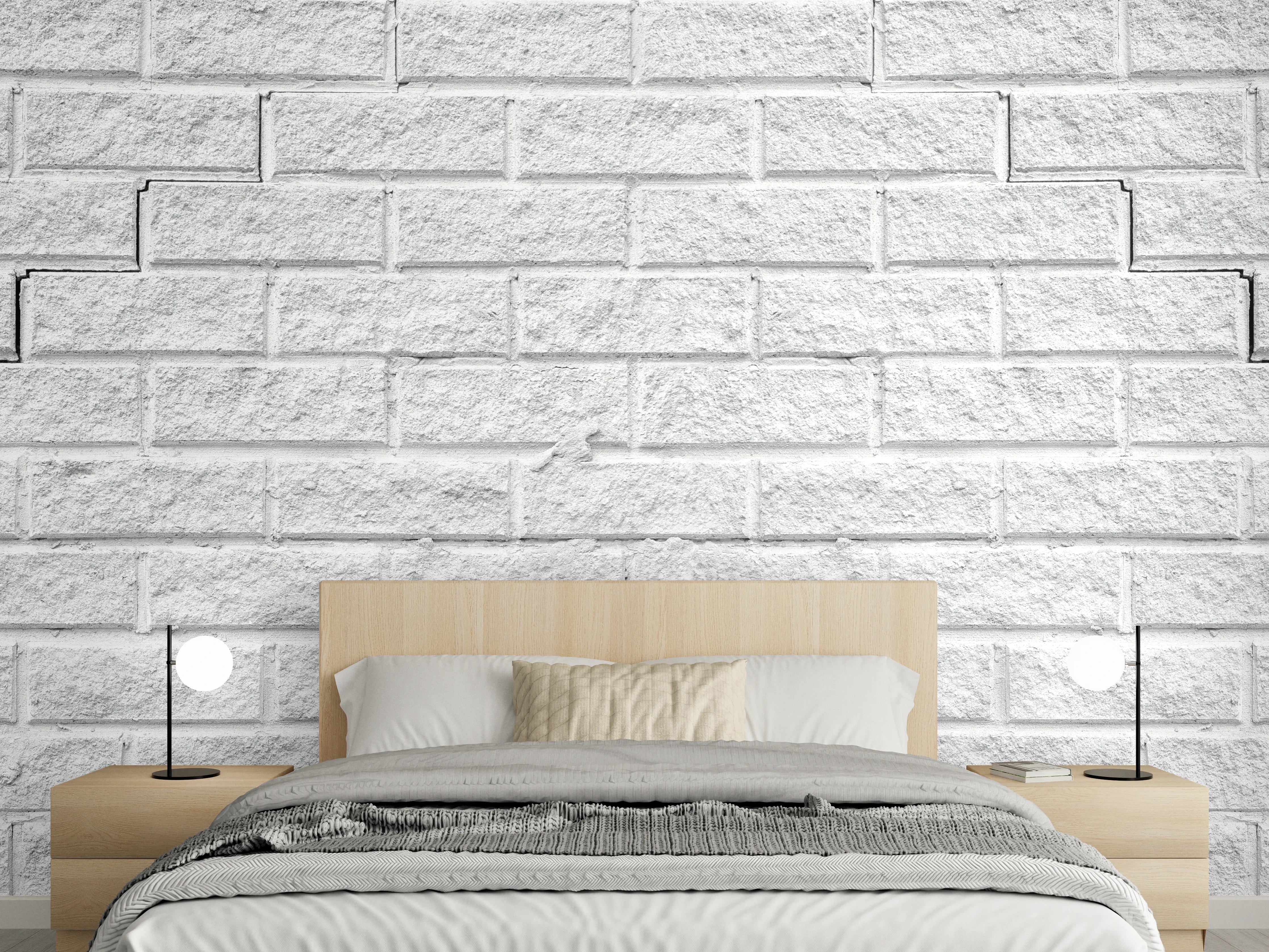 Wandverkleidung Schlafzimmer - Silberne Ziegelmauer im Grauambitus
