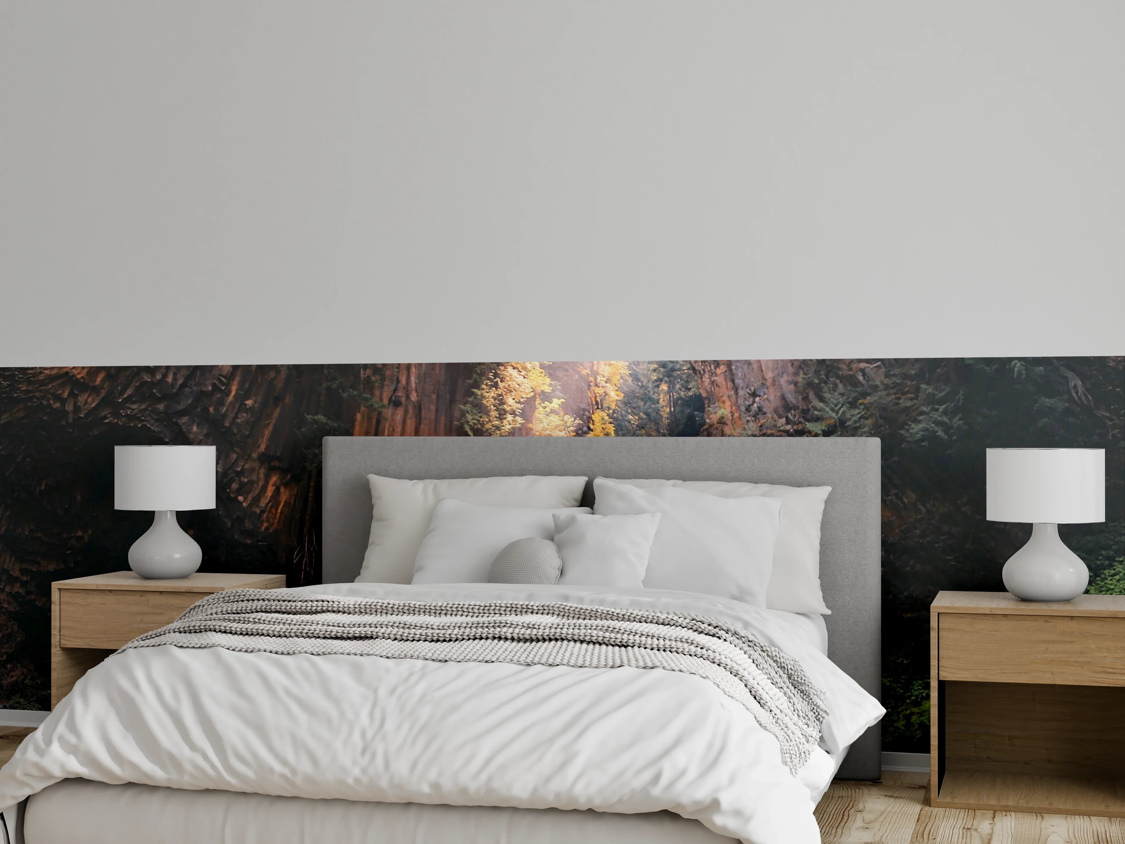 Wandverkleidung Schlafzimmer - Silberner Wasserfall im Lichtspiel