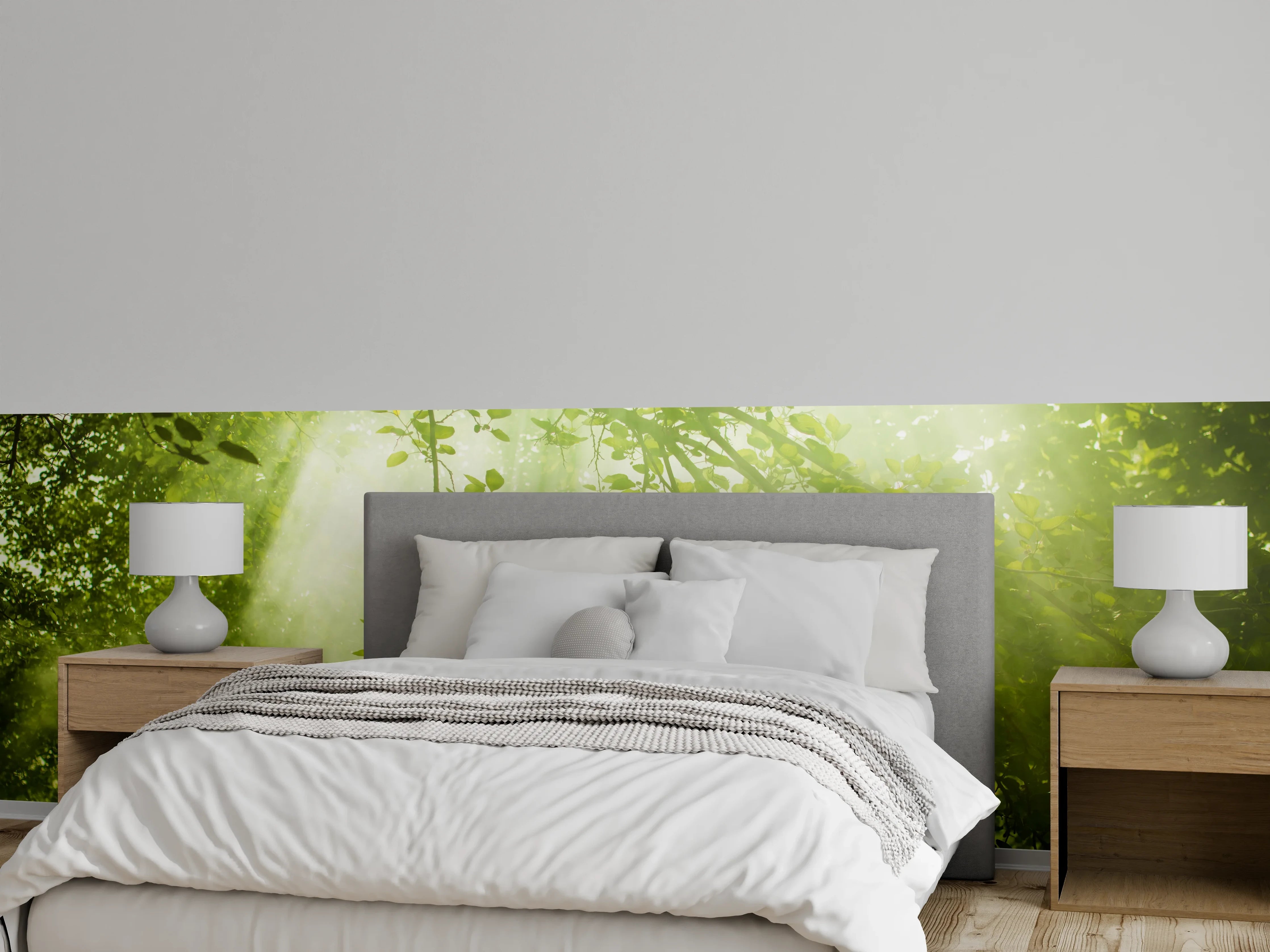 Wandverkleidung Schlafzimmer - Silberschimmer im Nebelwald