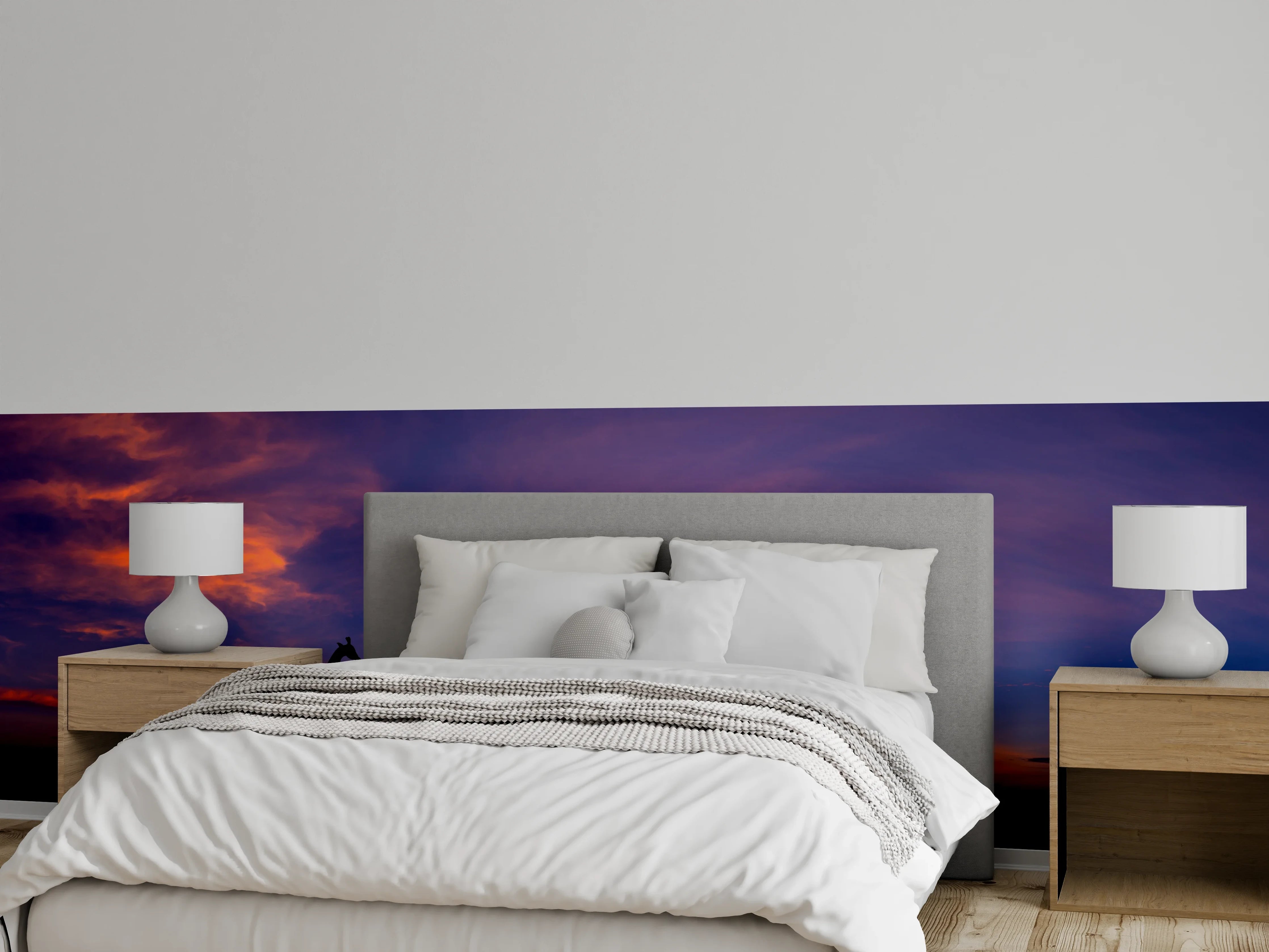 Wandverkleidung Schlafzimmer - Silhouette - Giraffenfamilie bei Sonnenuntergang