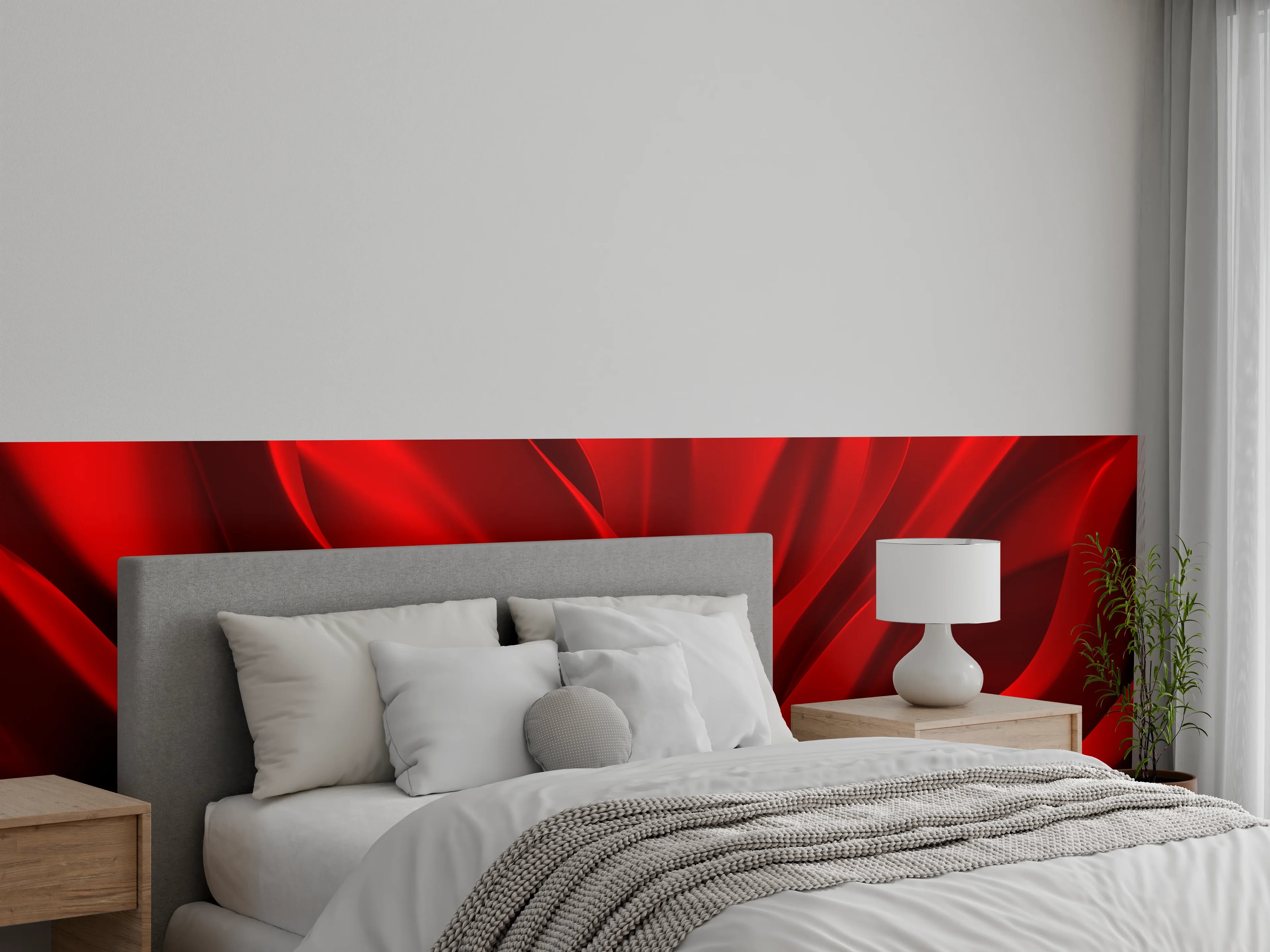 Wandverkleidung Schlafzimmer - Sinnliches rotes Satin-Design