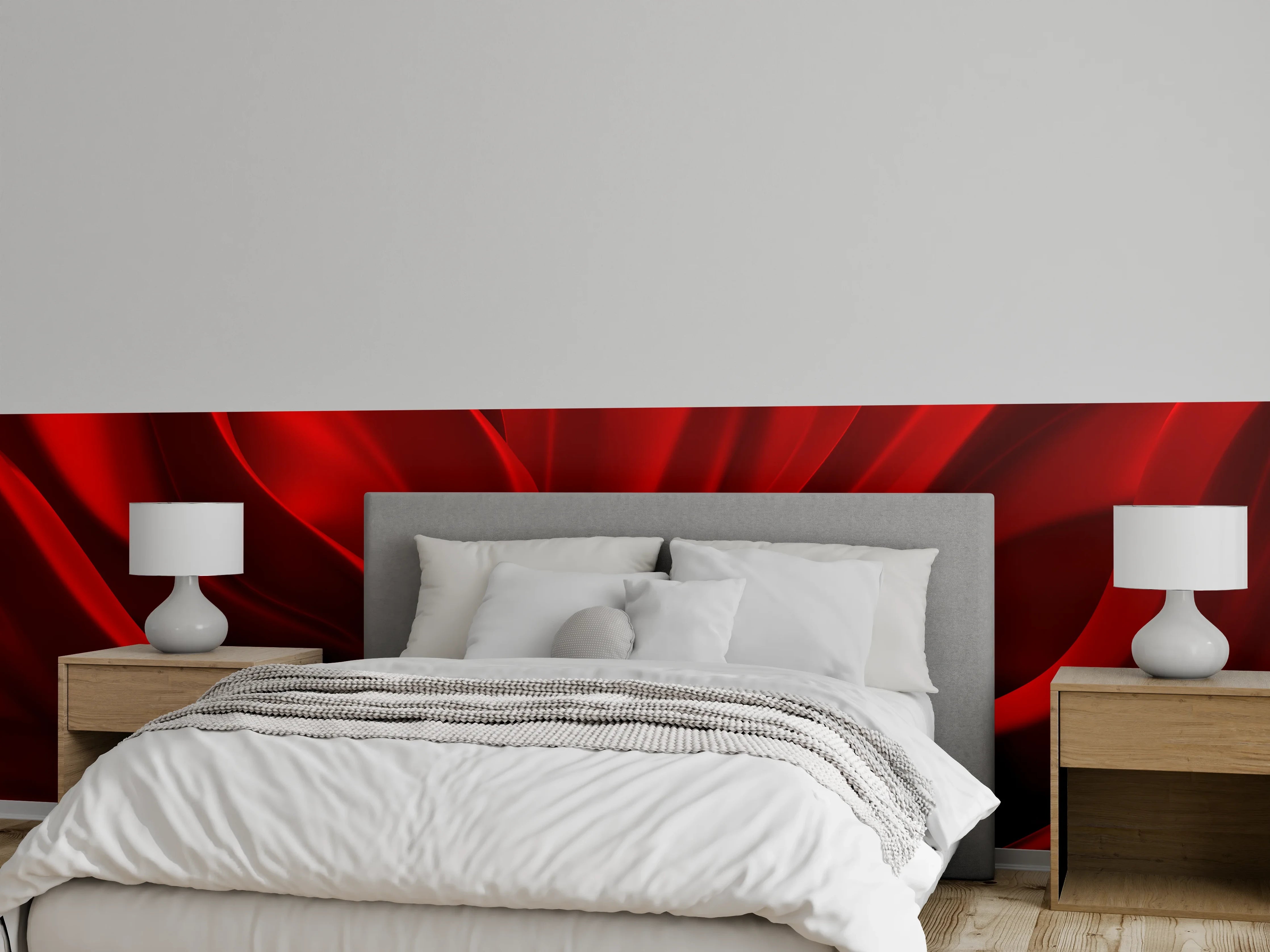 Wandverkleidung Schlafzimmer - Sinnliches rotes Satin-Design