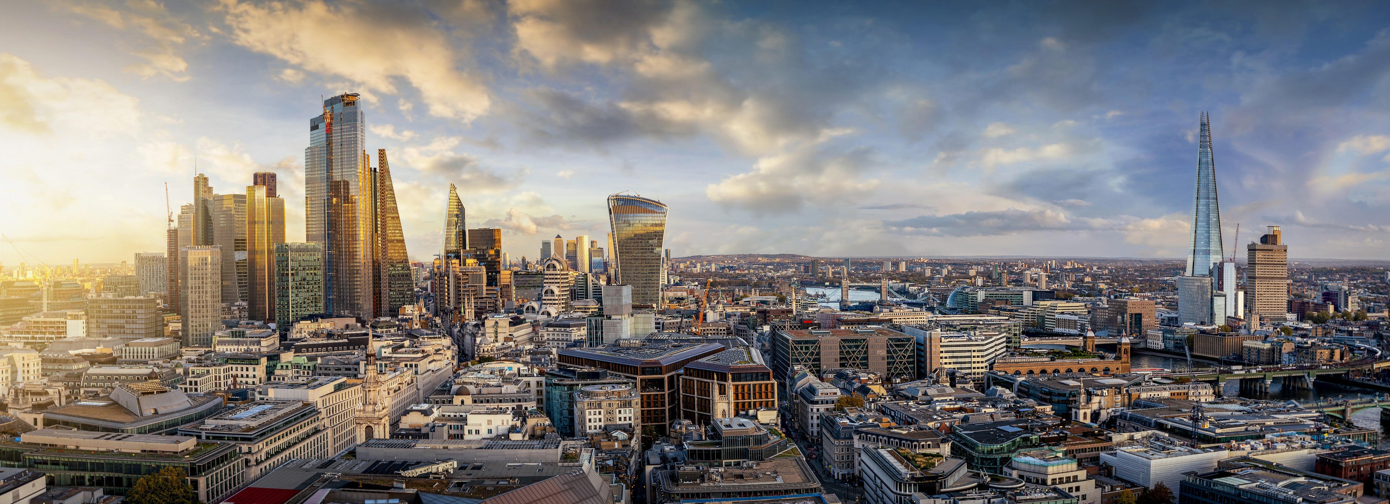 Wandverkleidung Schlafzimmer-Skyline London Panorama bei Sonnenuntergang