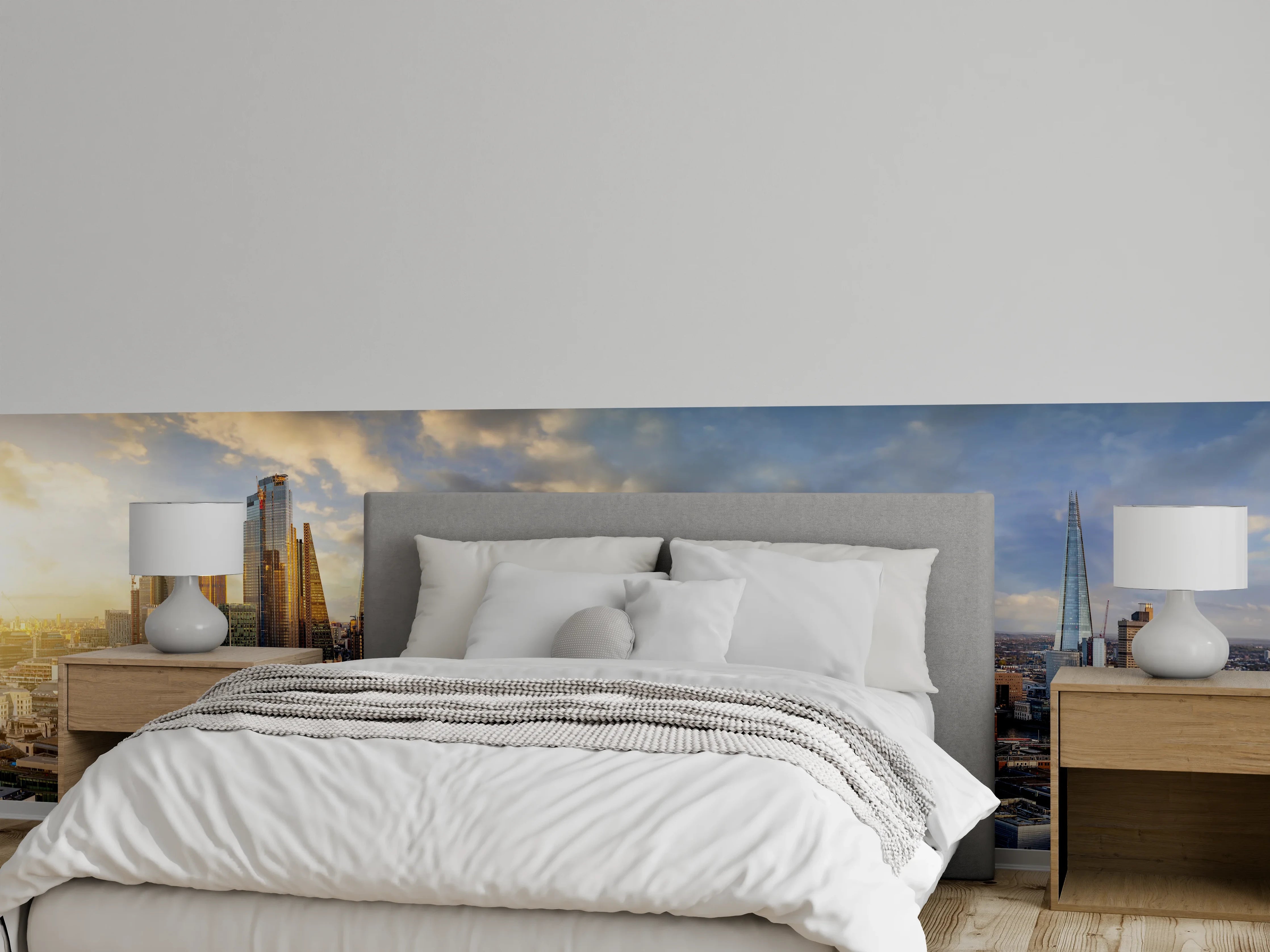 Wandverkleidung Schlafzimmer - Skyline London Panorama bei Sonnenuntergang