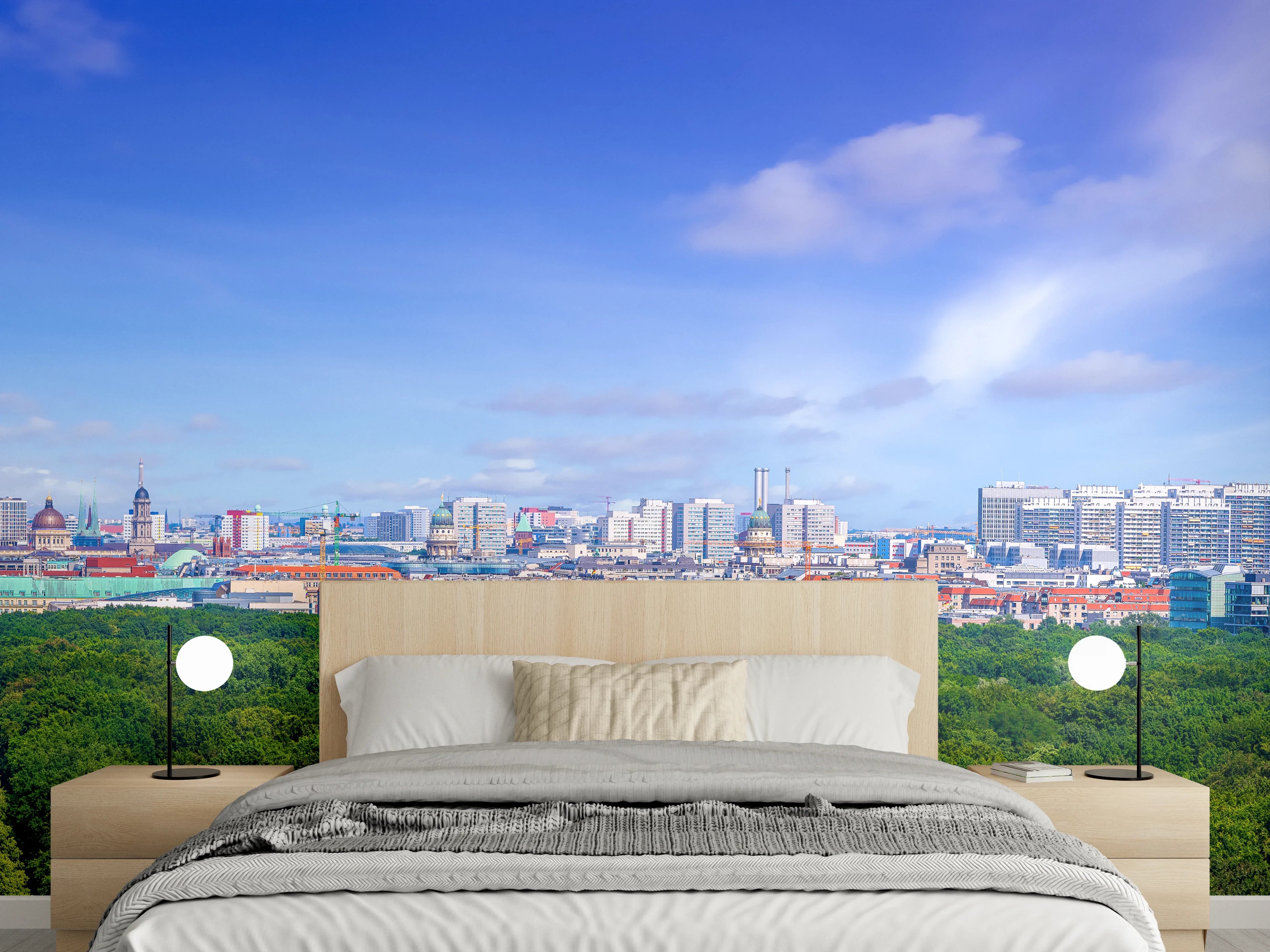 Wandverkleidung Schlafzimmer - Skyline von Berlin