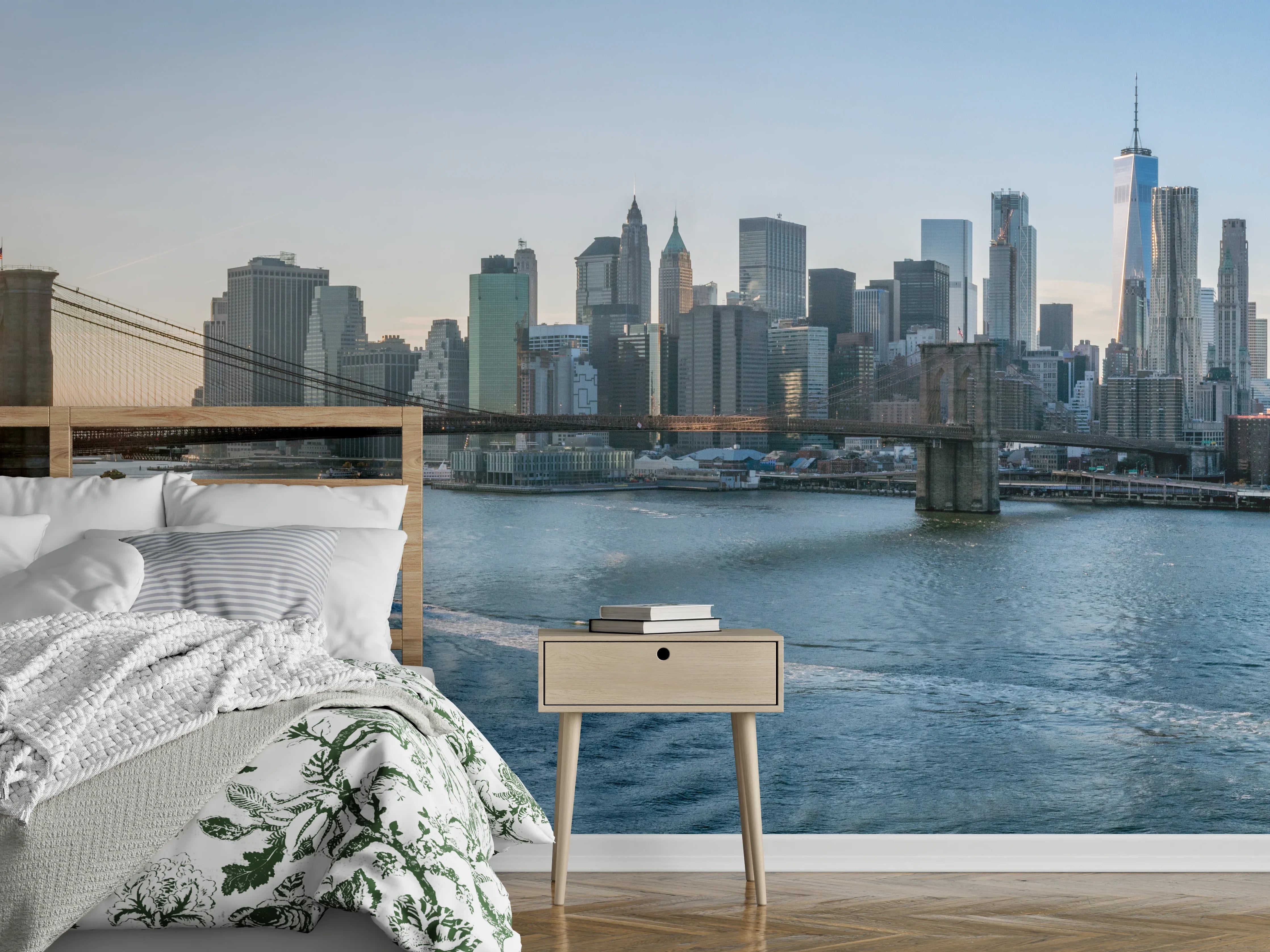Wandverkleidung Schlafzimmer - Skyline von New York City - Brooklyn Bridge
