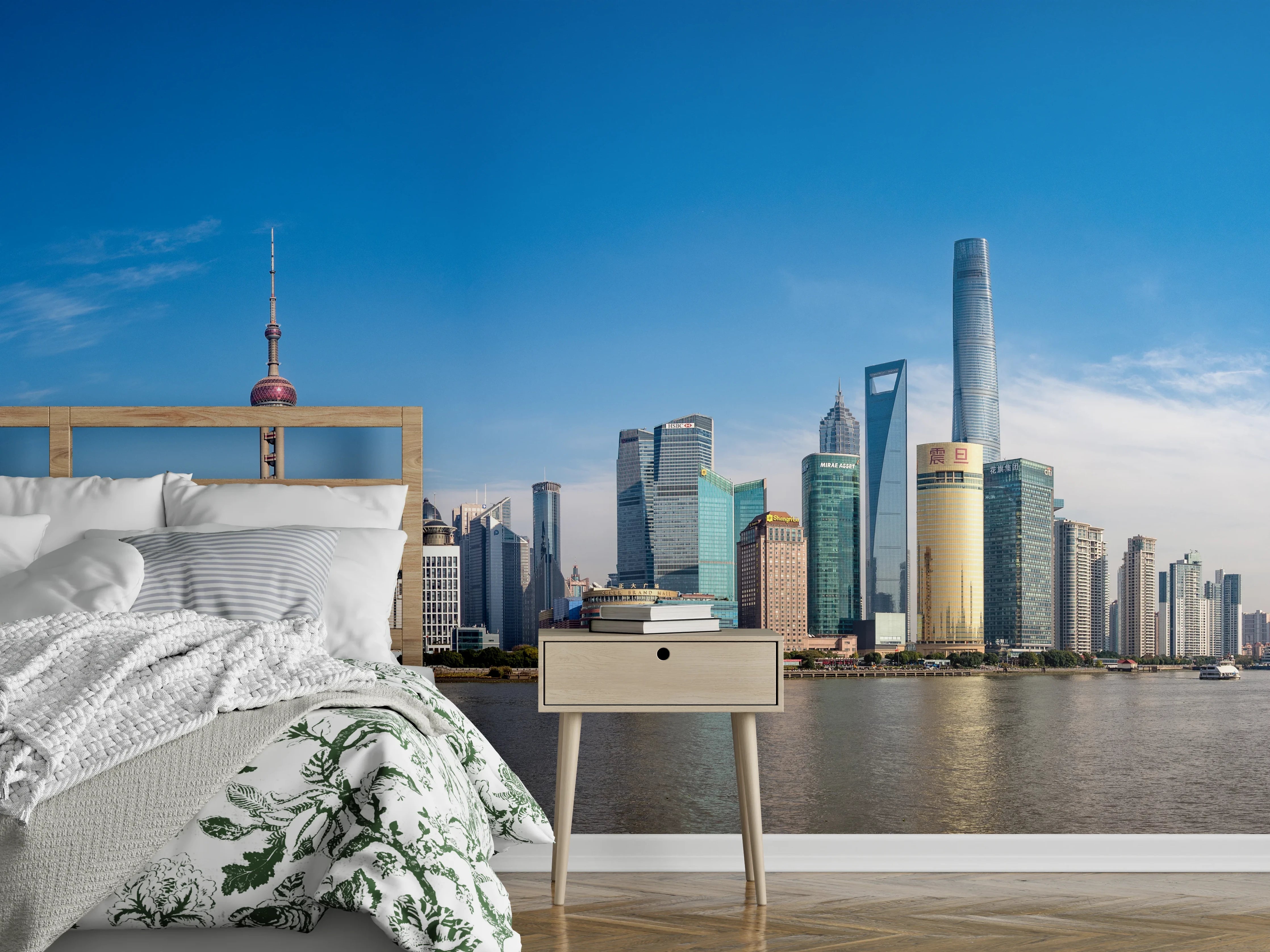 Wandverkleidung Schlafzimmer - Skyline von Shanghai