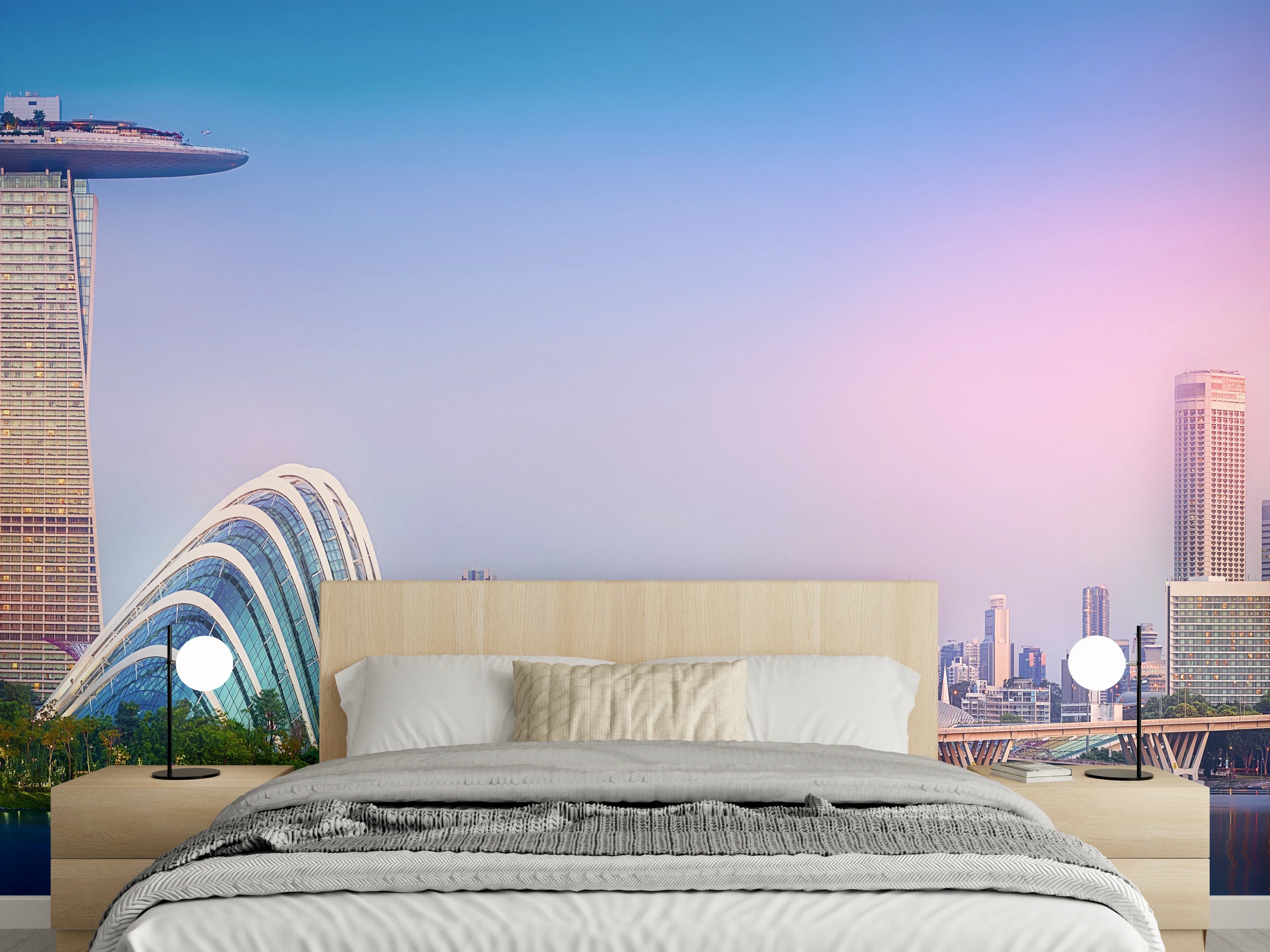 Wandverkleidung Schlafzimmer - Skyline von Singapur