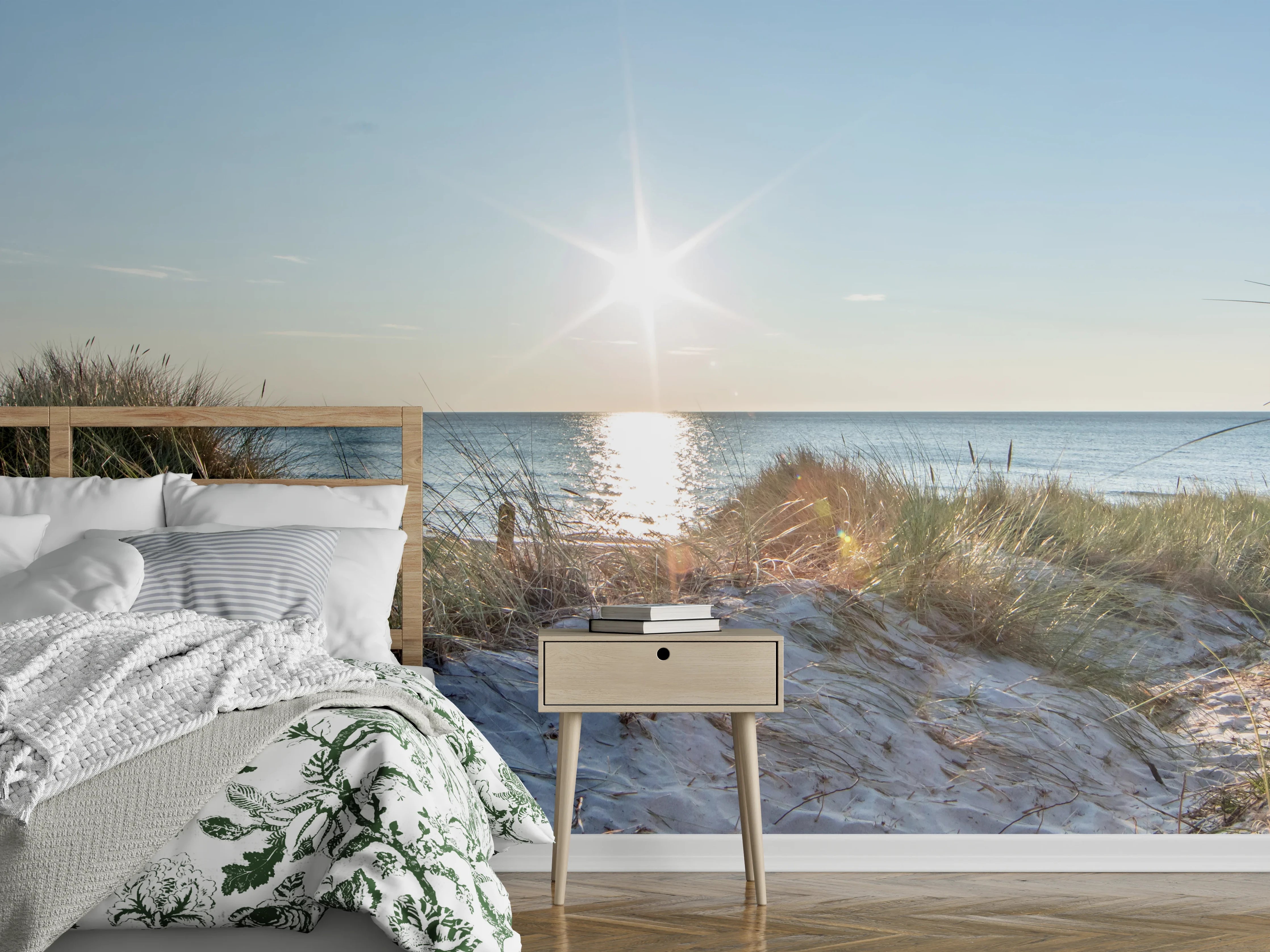 Wandverkleidung Schlafzimmer - Sonnenaufgang am ruhigen Ostseestrand