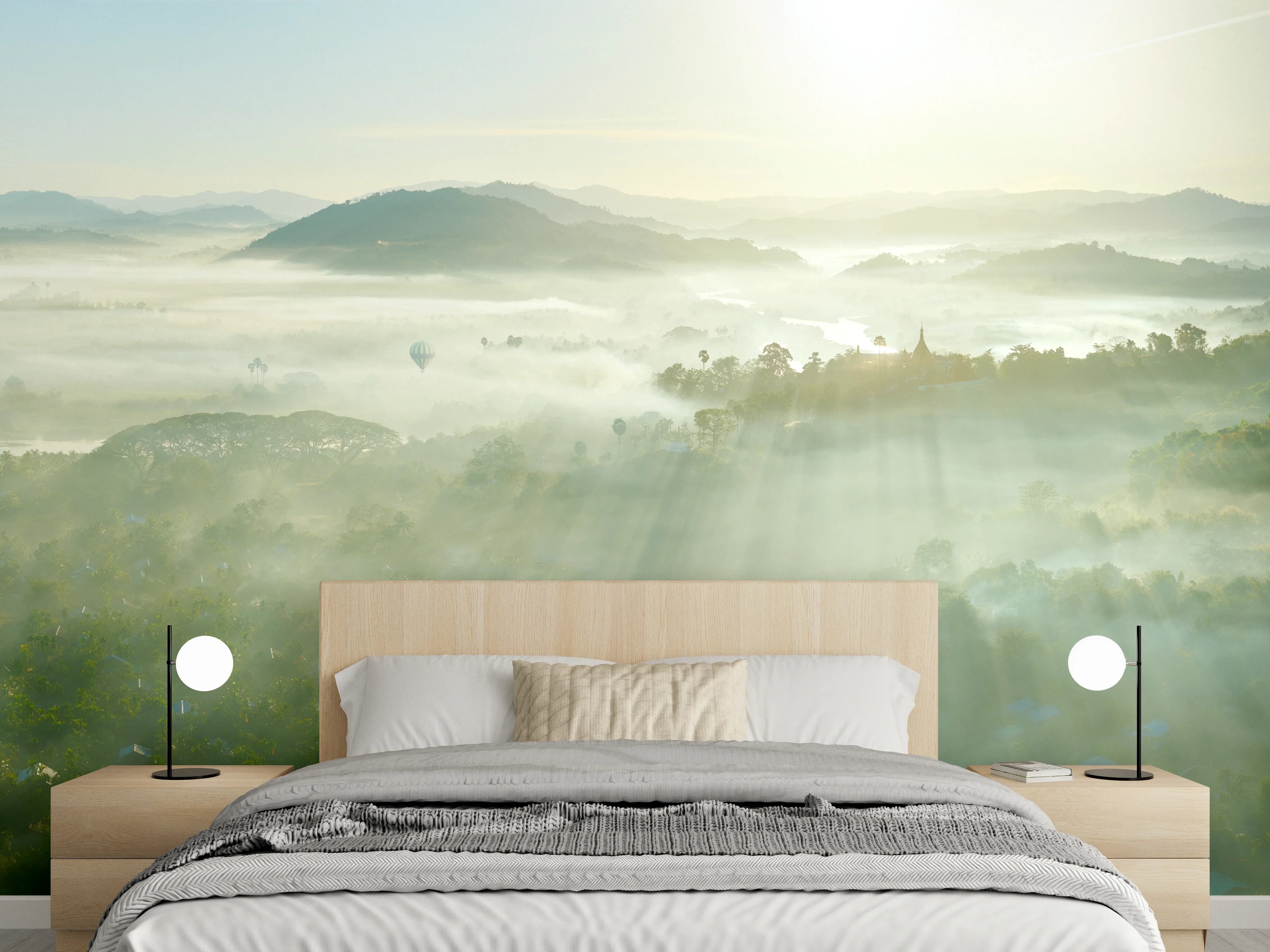 Wandverkleidung Schlafzimmer - Sonnenaufgang in den Bergen Myanmars