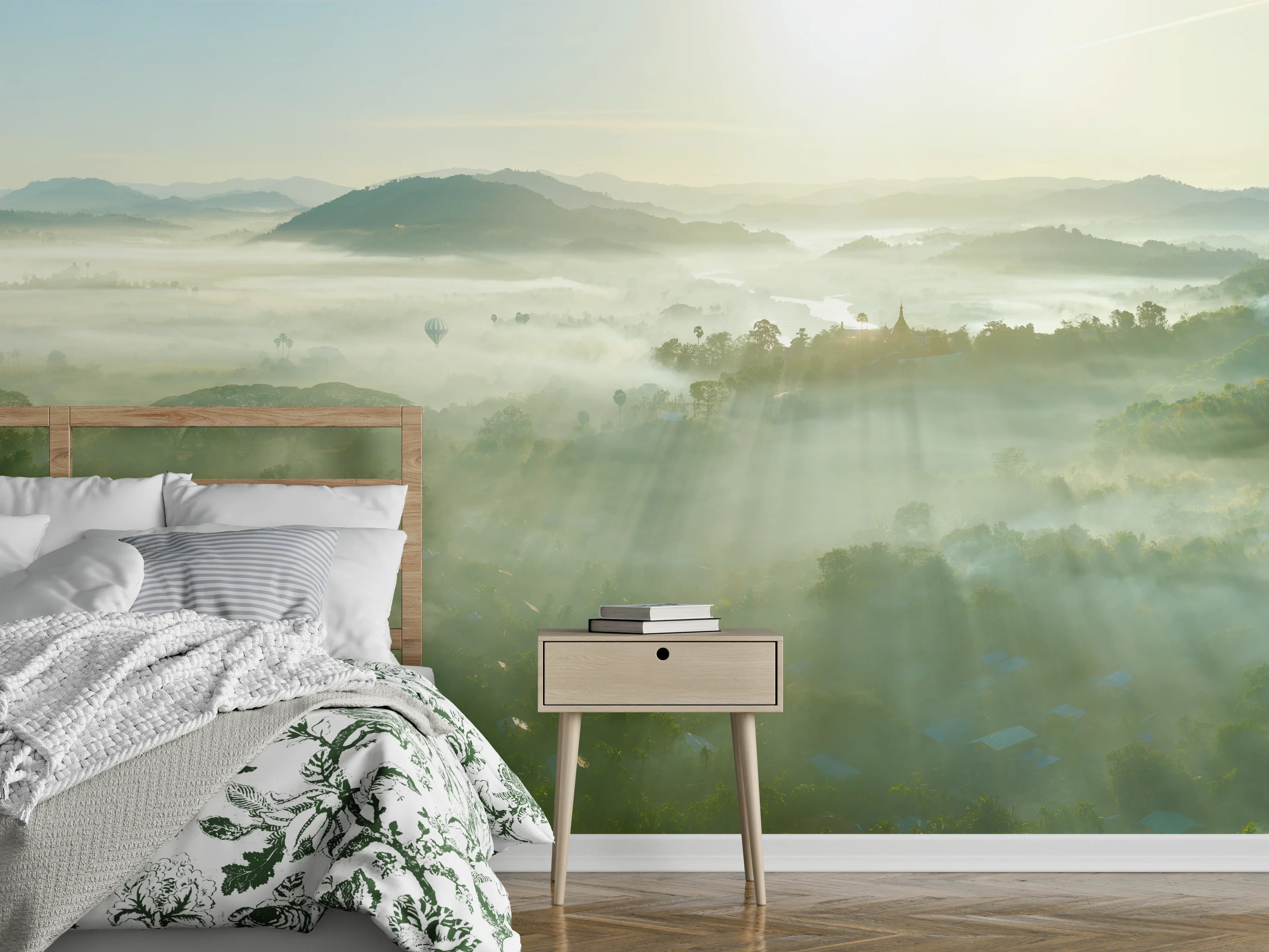 Wandverkleidung Schlafzimmer - Sonnenaufgang in den Bergen Myanmars